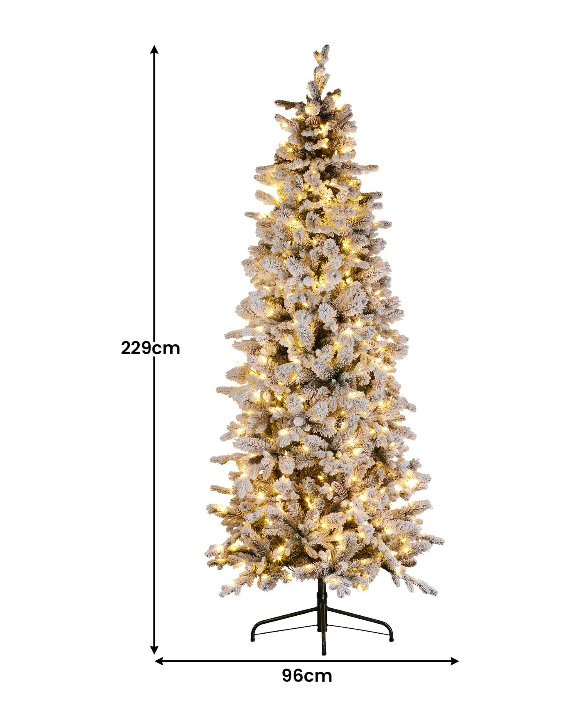 3 Christabelle Snowy Dorchester Pencil 2.3m 7.5ft Christmas Tree Pine Cone LED, 3 of 6