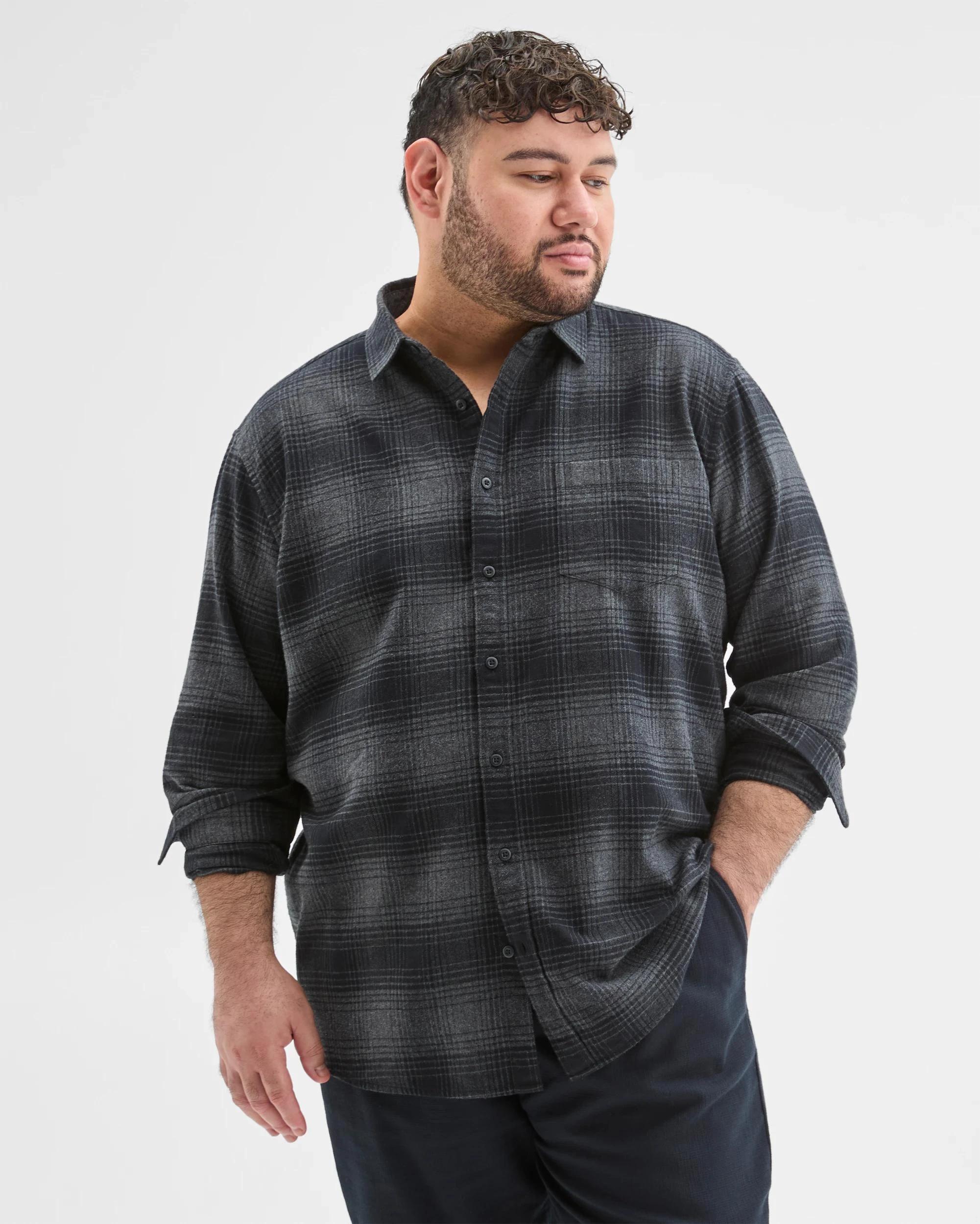 6 Target Man Plus Plus Size Australian Cotton Long Sleeve Flannelette Shirt CHARCOAL, 6 of 6