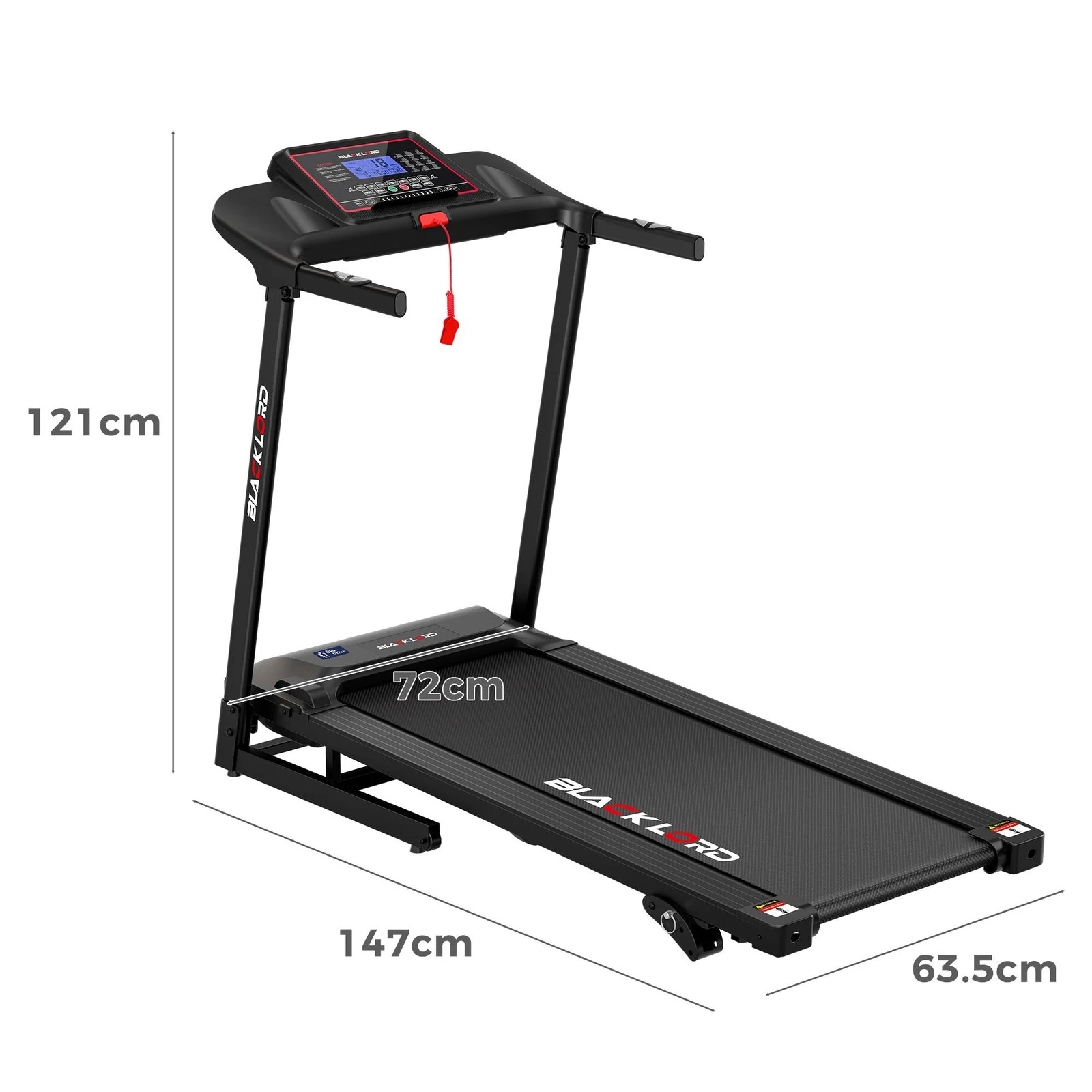 2 Black Lord Treadmill Electric Home Gym Fitness Exercise Equipment Incline 450mm, 2 of 4