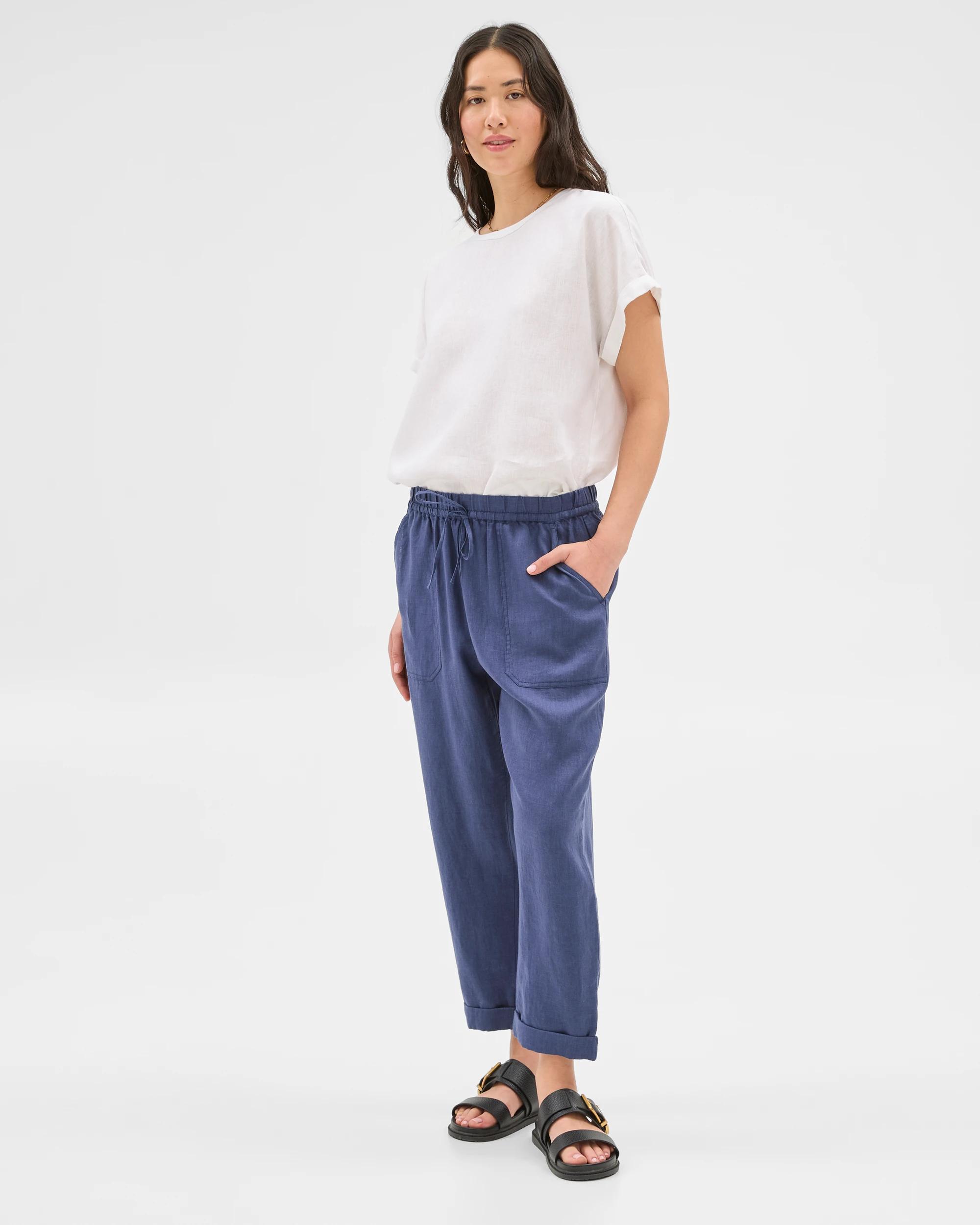 7 Target European Linen Tapered Pants BLUE INDIGO, 7 of 8