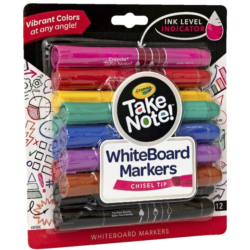 2 Crayola Take Note Whiteboard Markers Chisel Assorted 12 Pack, 2 of 4