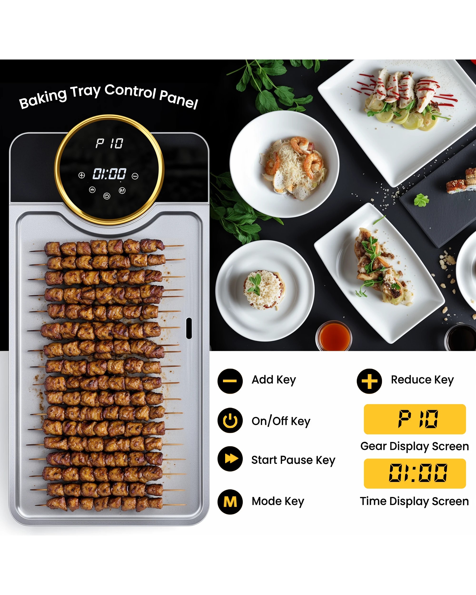 2 Advwin Electric Grill Pan, Electric Hot Plate With Lcd Touchscreen, Non-stick Griddle Plate For Family, 2 of 7