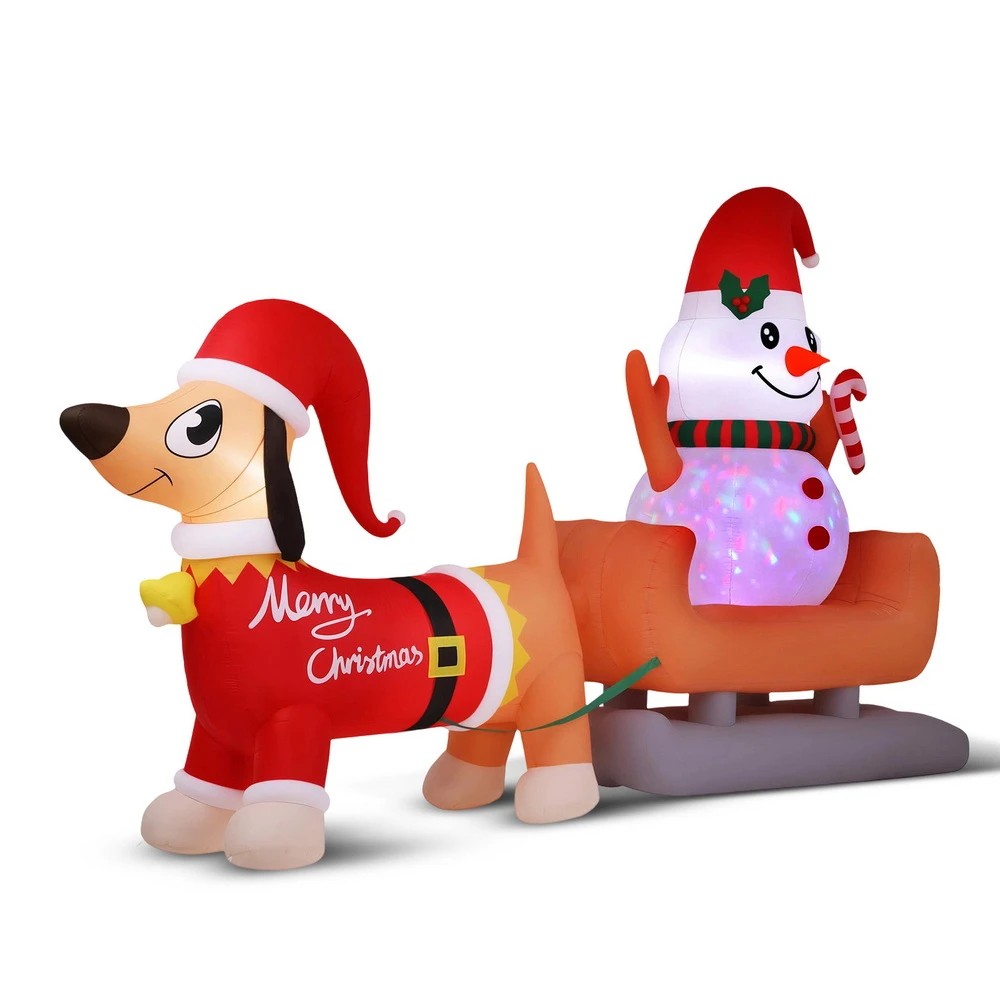 1 Jingle Jollys Christmas Inflatable Snowman Dog 4.2M Tall Outdoor Decorations Illuminated - Multi, 1 of 7