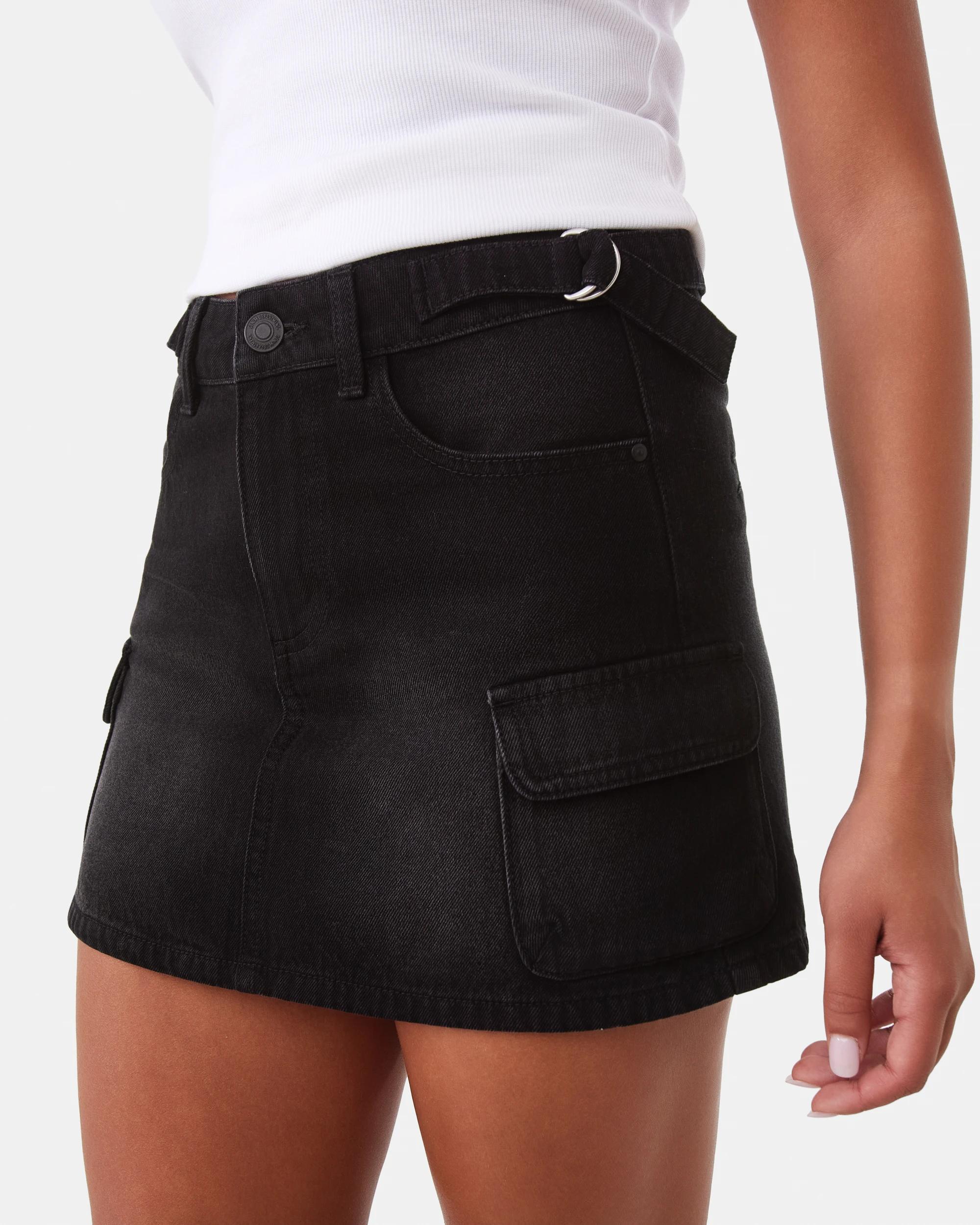 1 Cargo Denim Skirt Black Wash, 1 of 8