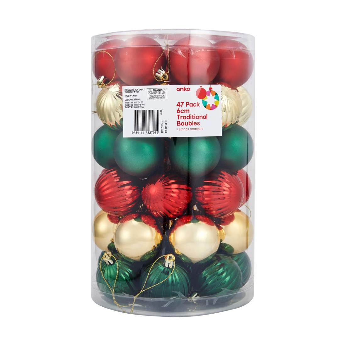 10 47 Pack 6cm Traditional Baubles, 10 of 10