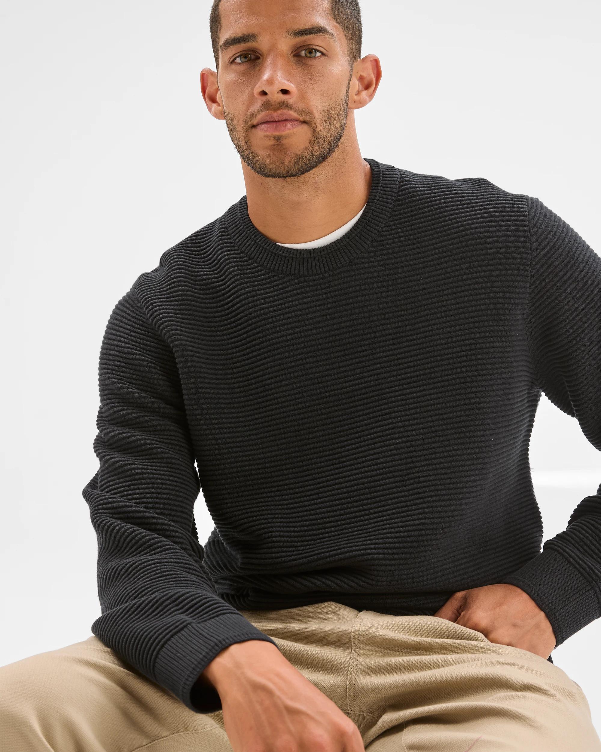 5 Target Man Australian Cotton Ottoman Knit Jumper BLACK, 5 of 6