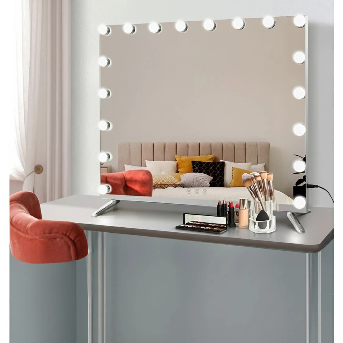 4 80x65cm Embellir Makeup Mirror Hollywood Vanity with LED Light  Legs - Silver, 4 of 6