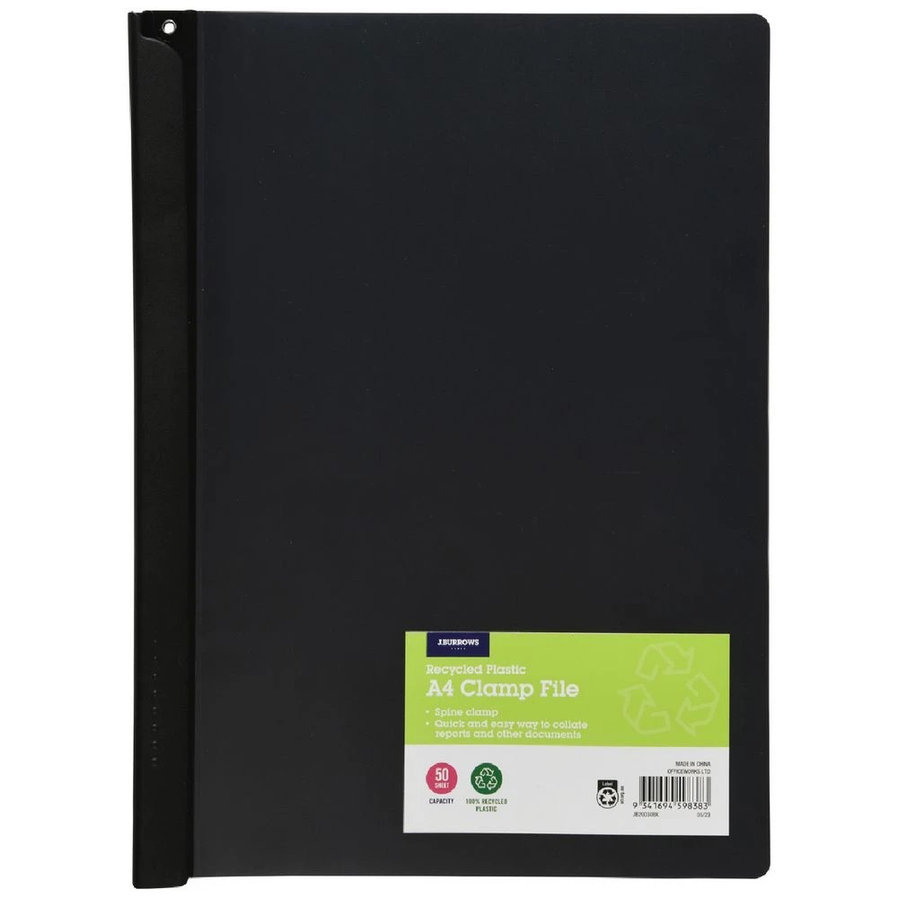 1 J.Burrows A4 Clamp File Black, 1 of 3