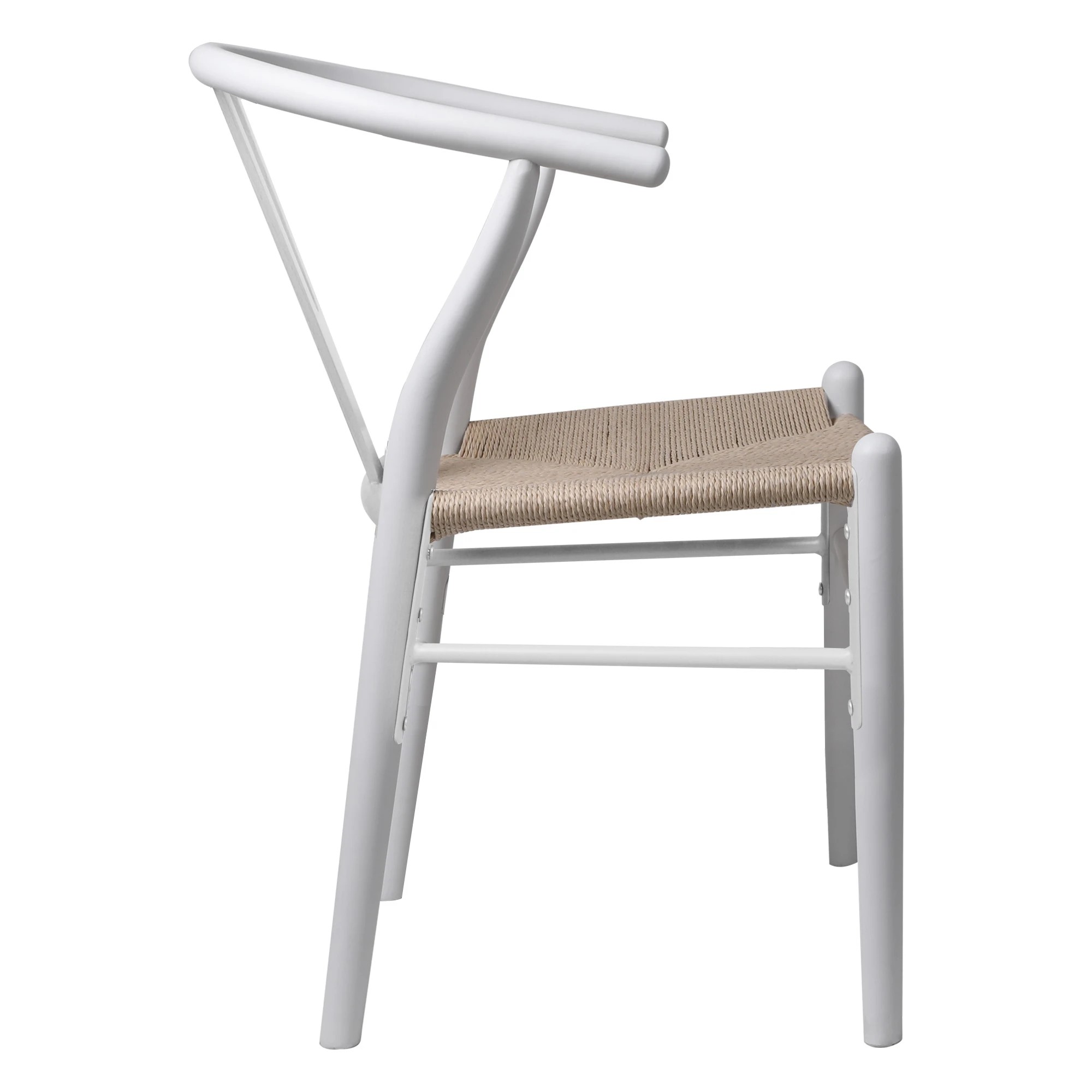 2 Levede 8Pcs Replica Hans Wegner Dining Chairs - White - White, 2 of 8