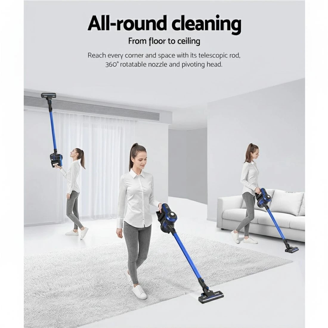 5 Devanti Stick Vacuum Cleaner Brushless Cordless 250W - Blue, 5 of 5