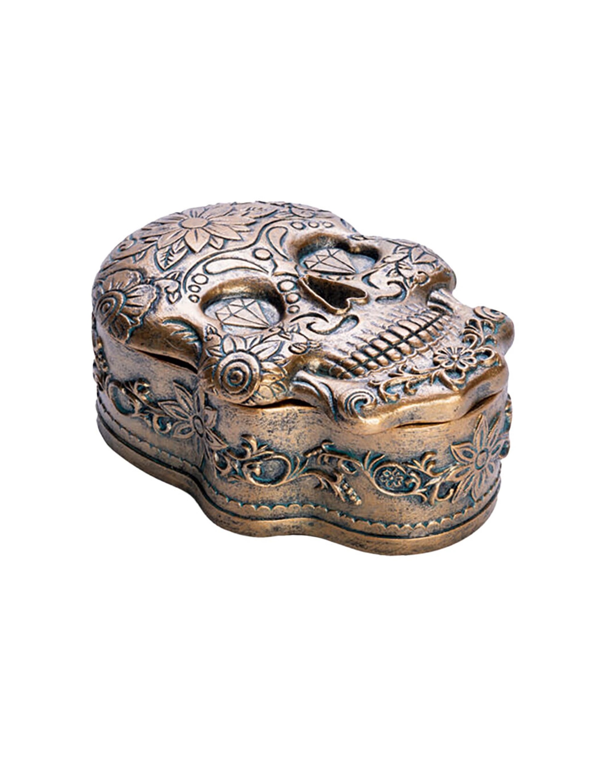 1 Mystical Worlds Trinket Box Candyskull Jewellery Storage Decor Antique - Gold, 1 of 4