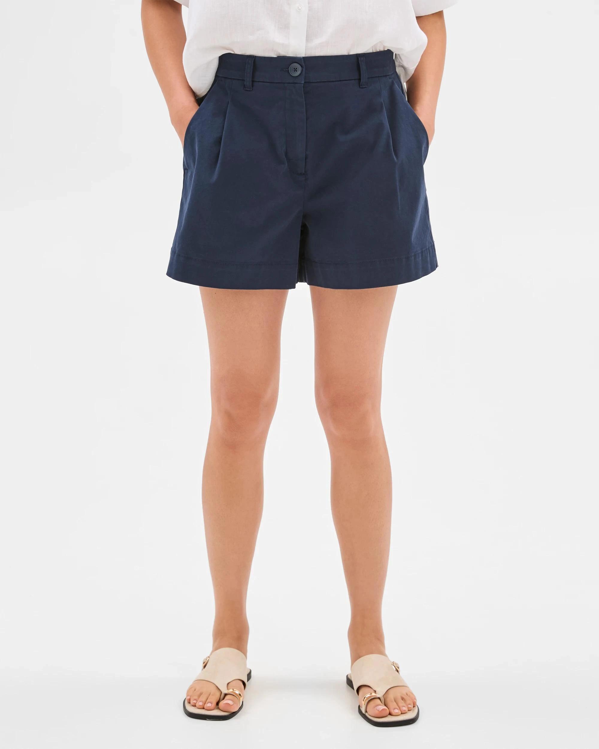 4 Target Australian Cotton Pleat Front Shorts NAVY BLUE, 4 of 7