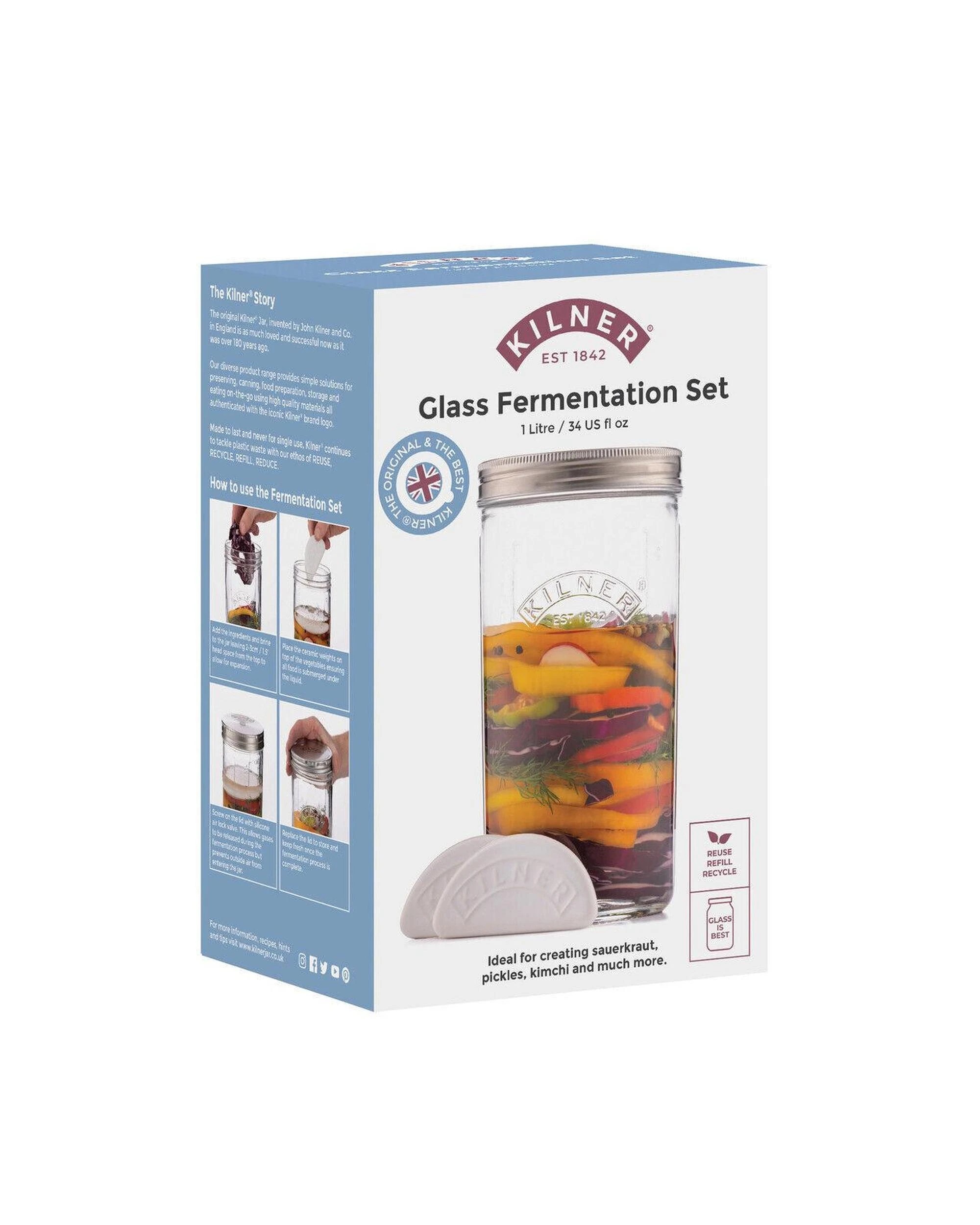 4 Kilner Glass Wide Mouth Fermentation Set  1L, 4 of 4