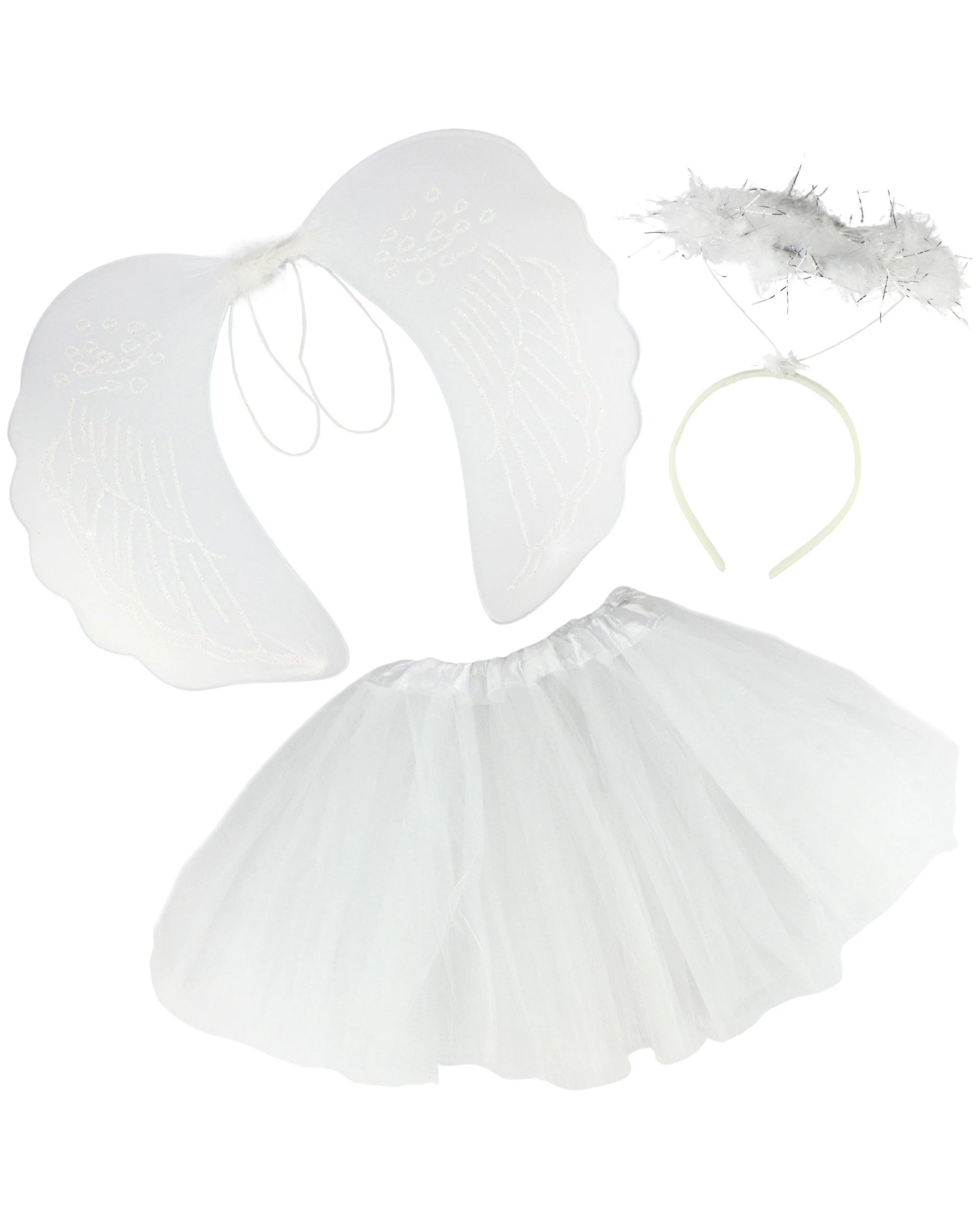 1 Fantasy Kingdom Angel Halo, Wings and Tutu Set - One Size - White, 1 of 3
