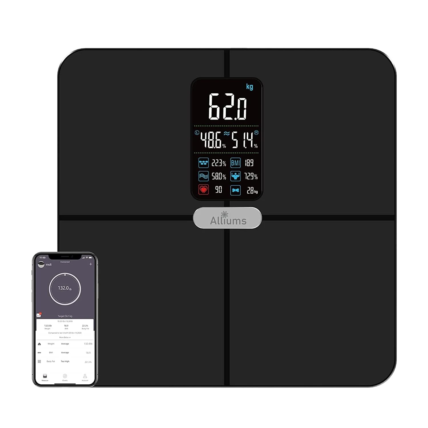 1 Alliums Smart Bluetooth Body Fat Scale, 1 of 6