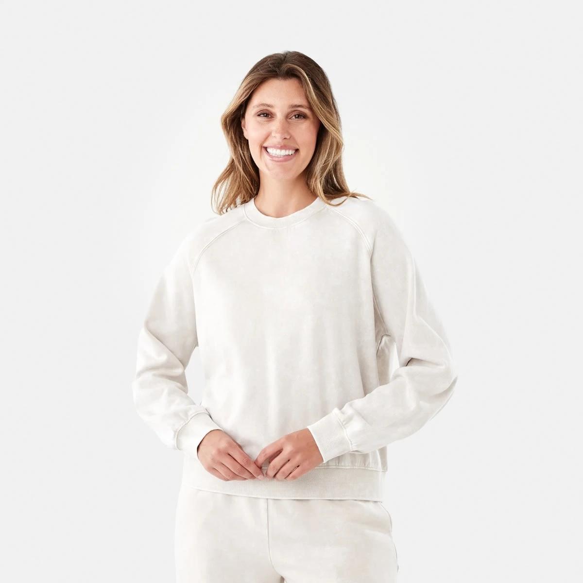 1 Long Sleeve Washed Sweatshirt Nat Beige, 1 of 7