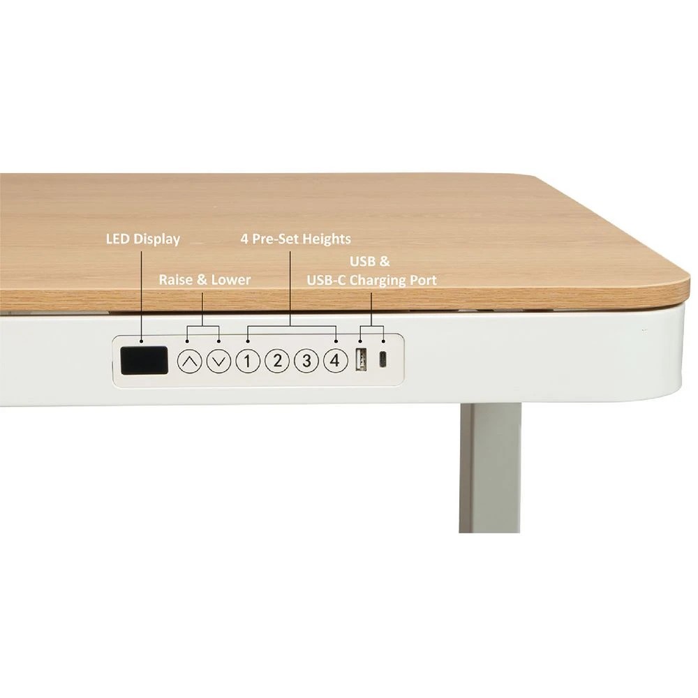 5 Newhaven Electric Sit Stand Desk with Drawer 1500mm White/Oak Desks, Tables and Workstations, 5 of 10