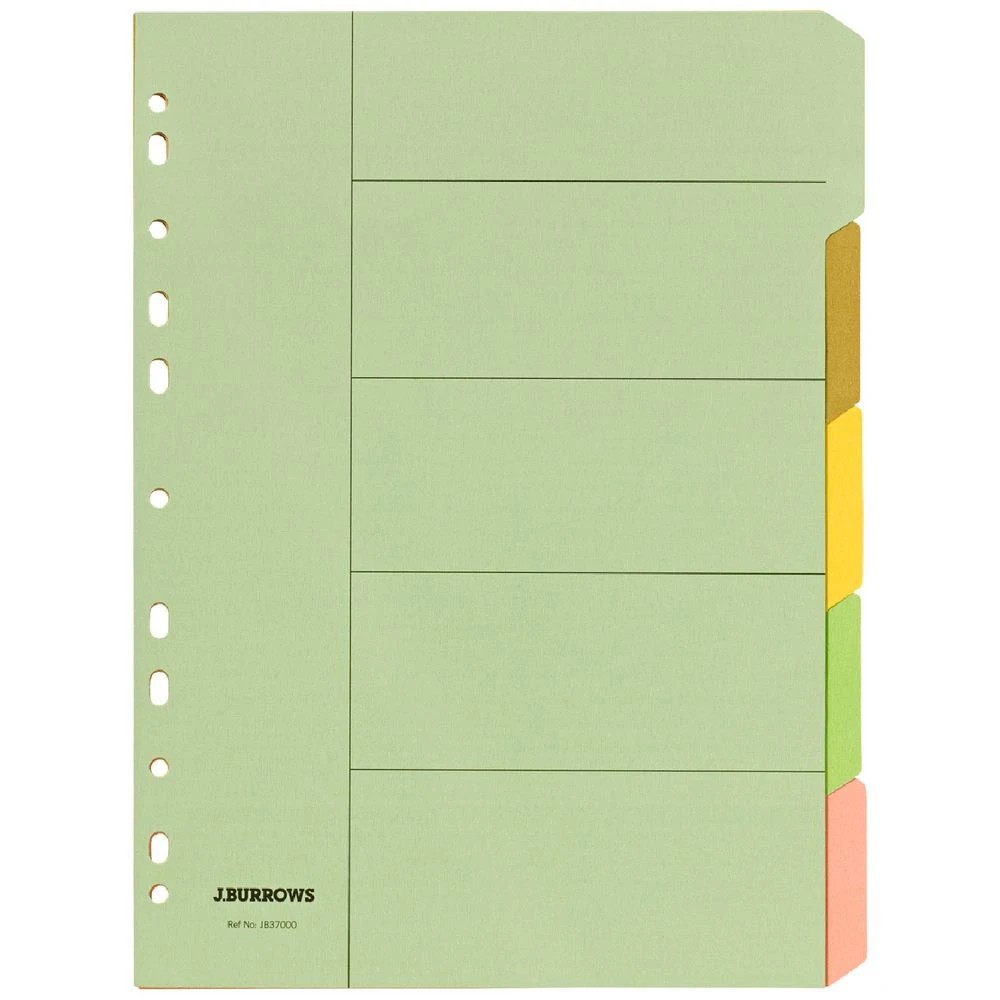 1 J.Burrows A4 5 Tab Dividers Pastel, 1 of 3