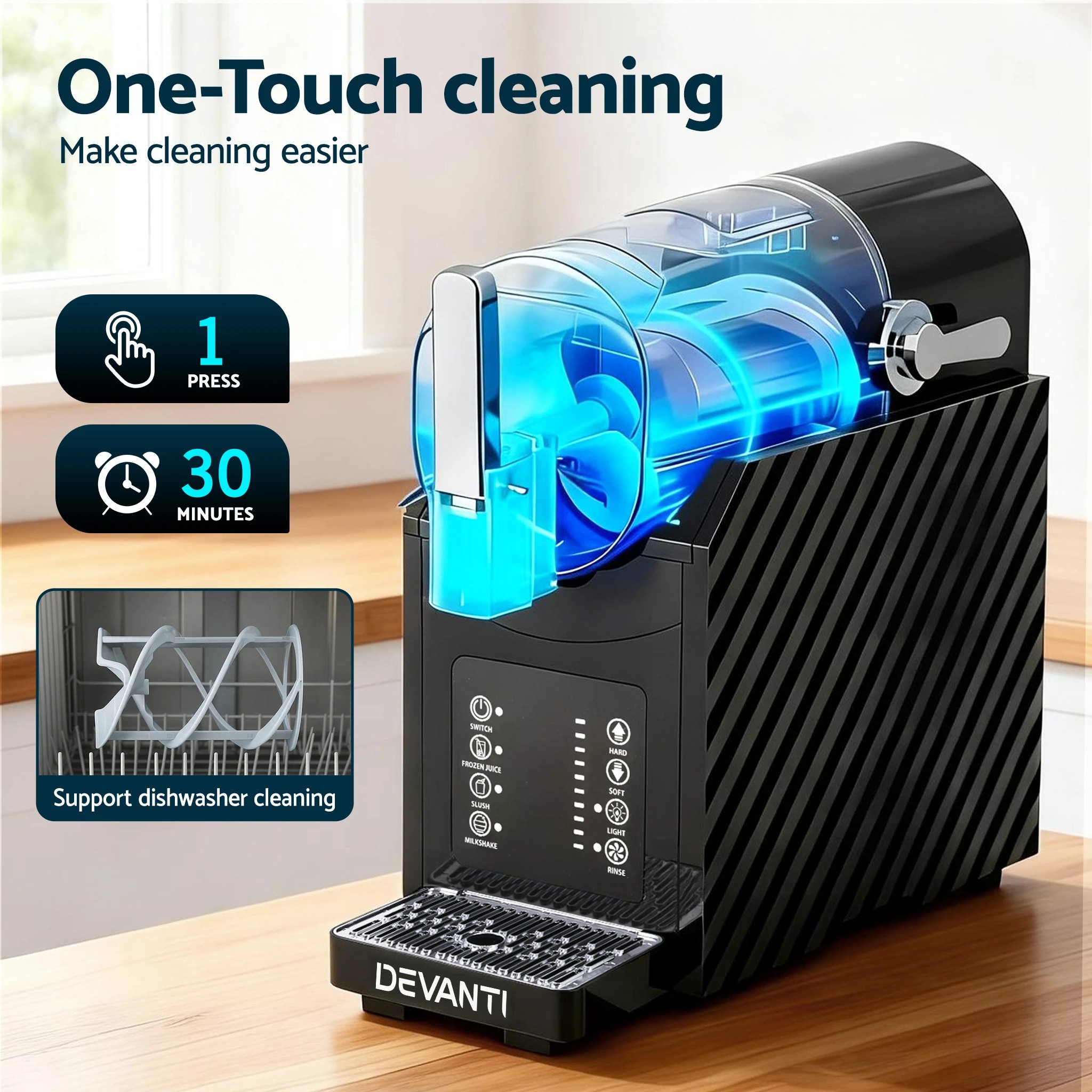 7 Devanti 1.8L Slushie Machine Maker Frozen Smoothies Milkshakes - Black, 7 of 8