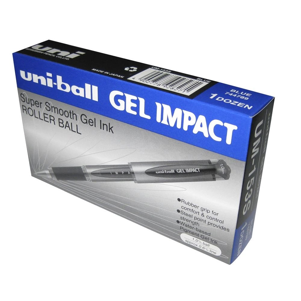 3 Uni-Ball Gel Impact Gel Pen 1mm Blue 12 Pack, 3 of 4