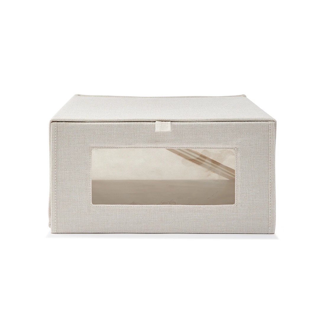 3 Linen Look Clothing Storage Box - Beige, 3 of 9