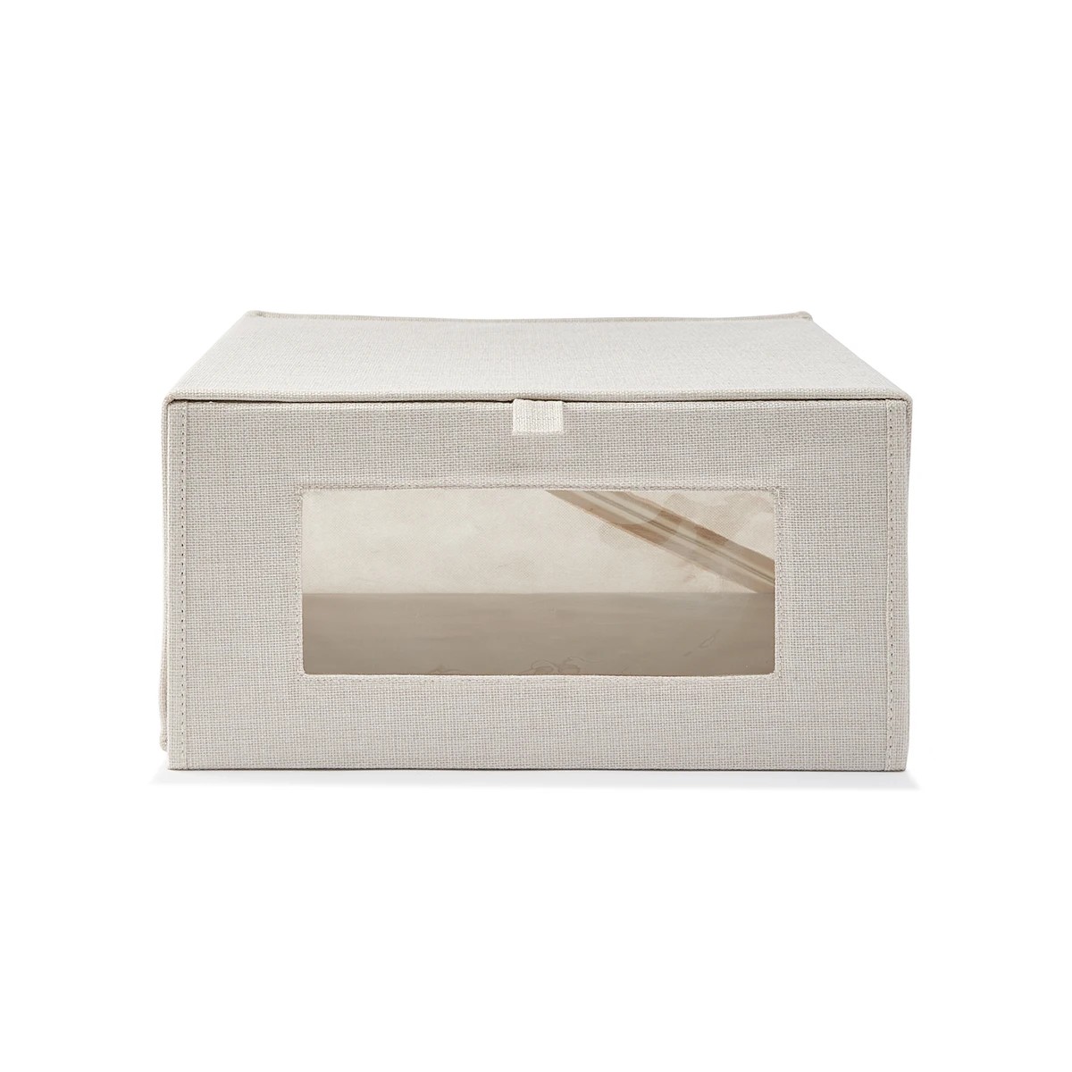 3 Linen Look Clothing Storage Box - Beige, 3 of 9