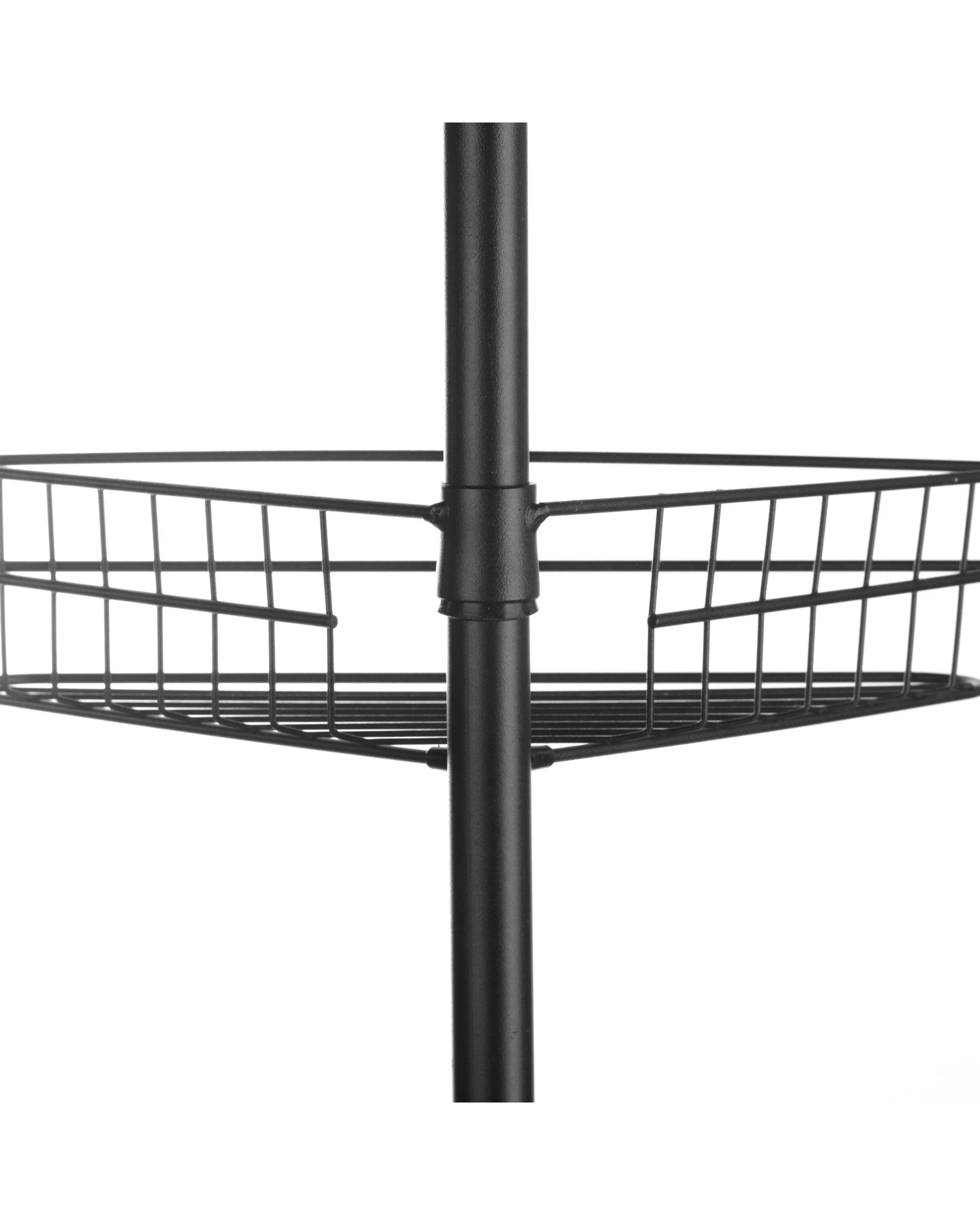 4 Sherwood Home Adjustable Telescopic 4 Tier Corner Shower Caddy Rack - Black, 4 of 9