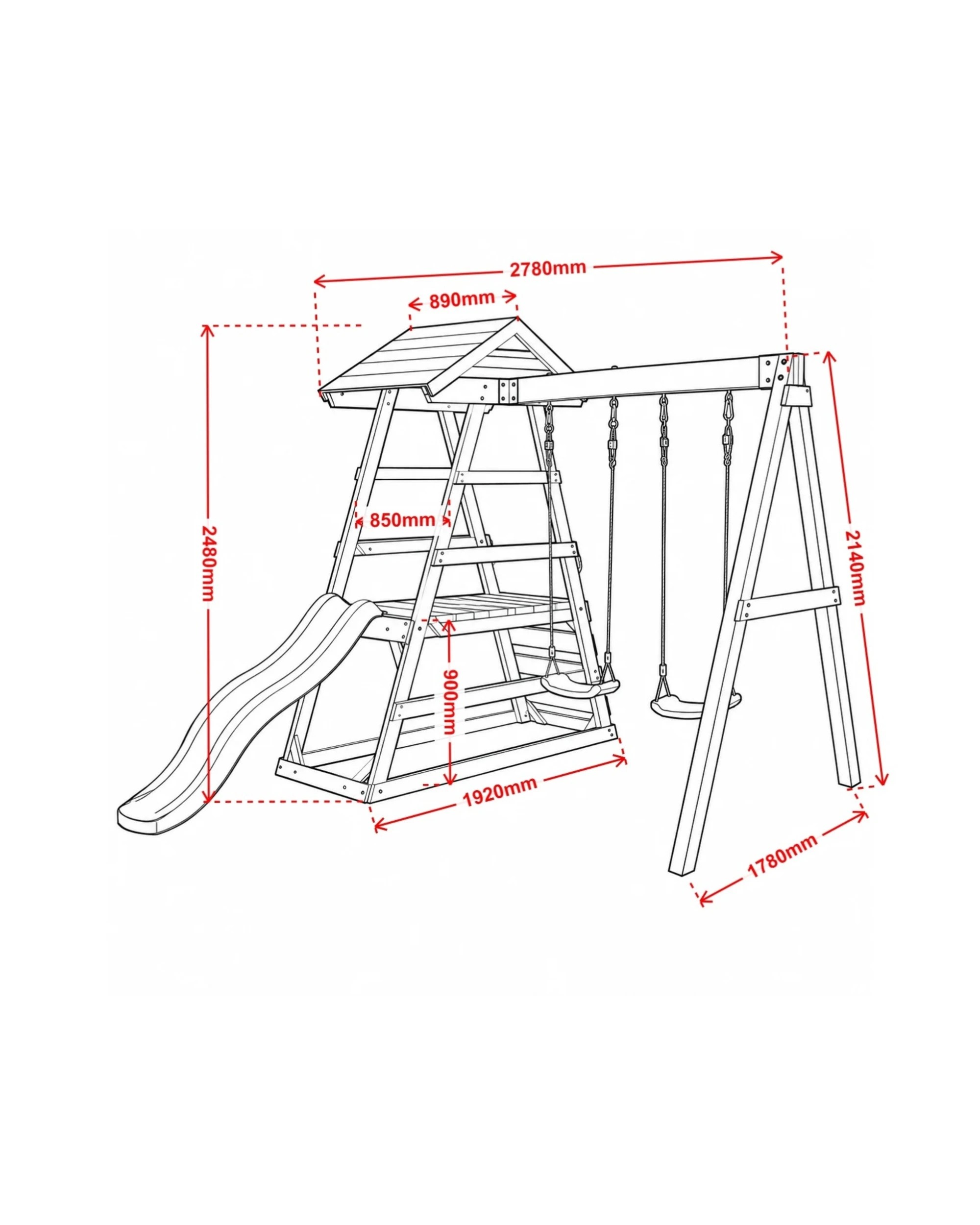 3 Hide & Seek Kids Milo Swing Set with Slide & Climbing Wall - Pearl - Grey, 3 of 7