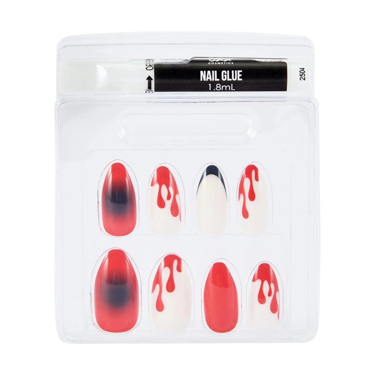 3 OXX Cosmetics Halloween 24 Pack Artificial Nails with Adhesive - Stiletto Shape, Blood, 3 of 4