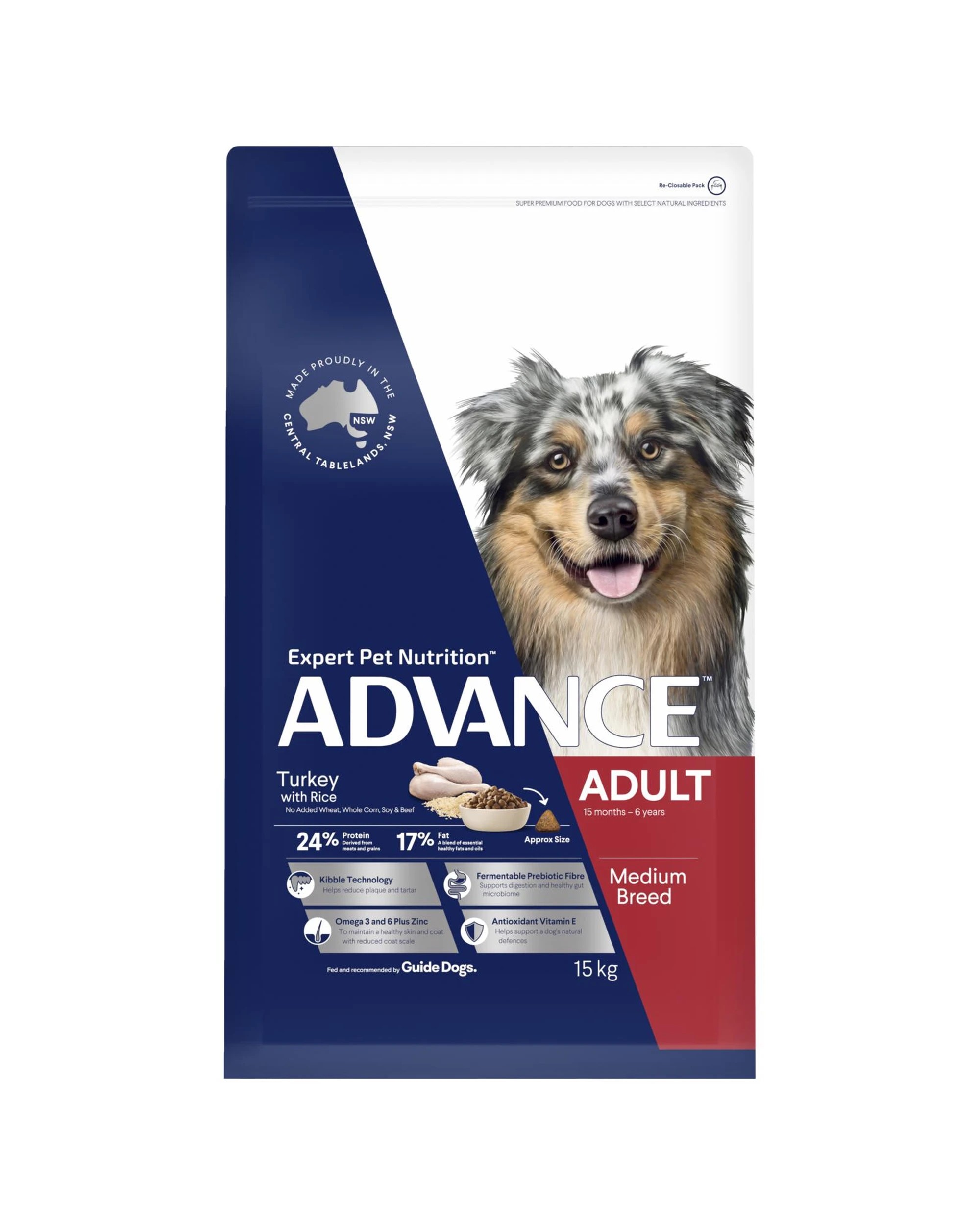 2 Advance Adult Medium Breed Dry Dog Food Turkey w/ Rice 15kg, 2 of 3