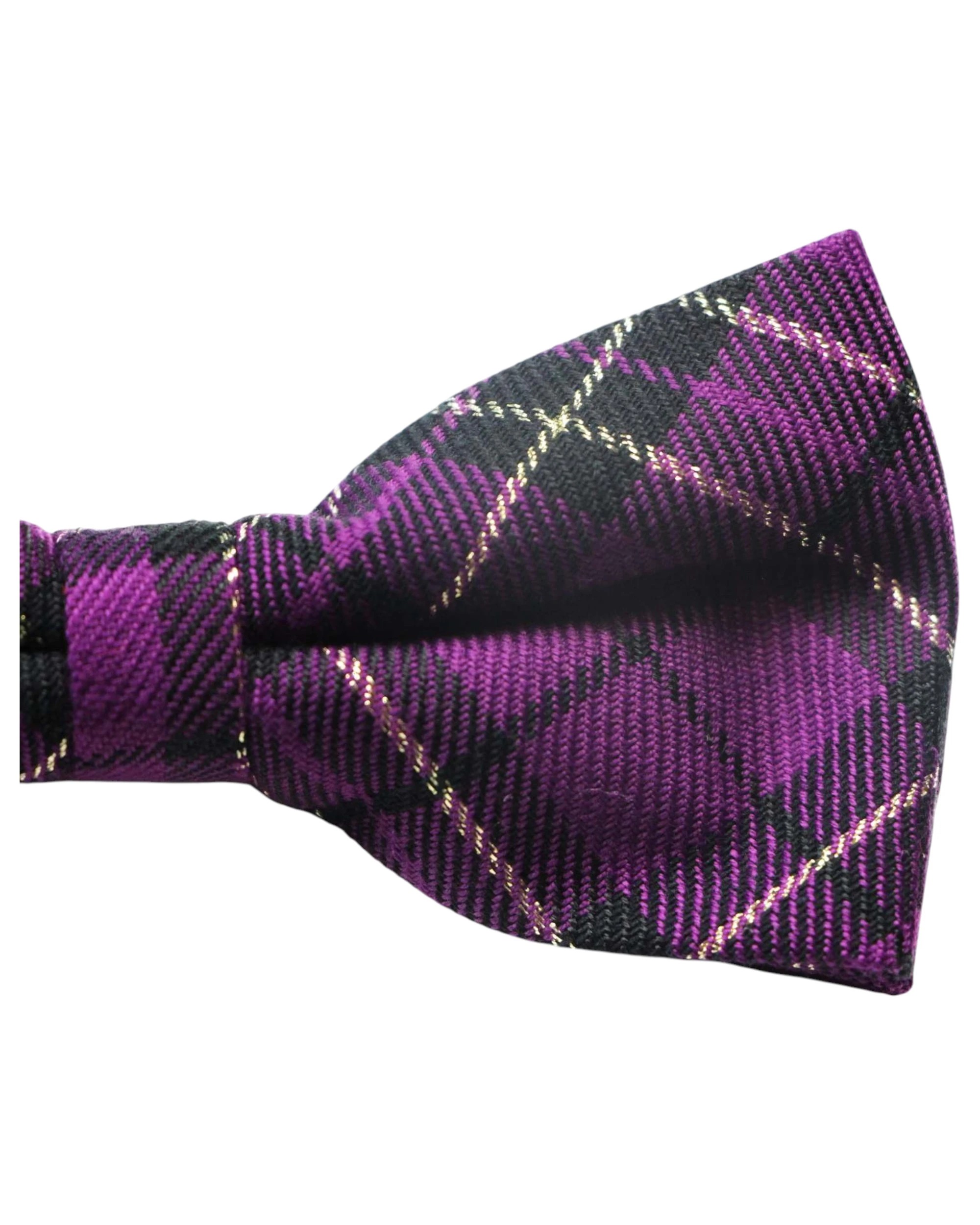 3 Zasel Mens Purple Tarten Patterned Bow Tie With Tinsel, 3 of 3