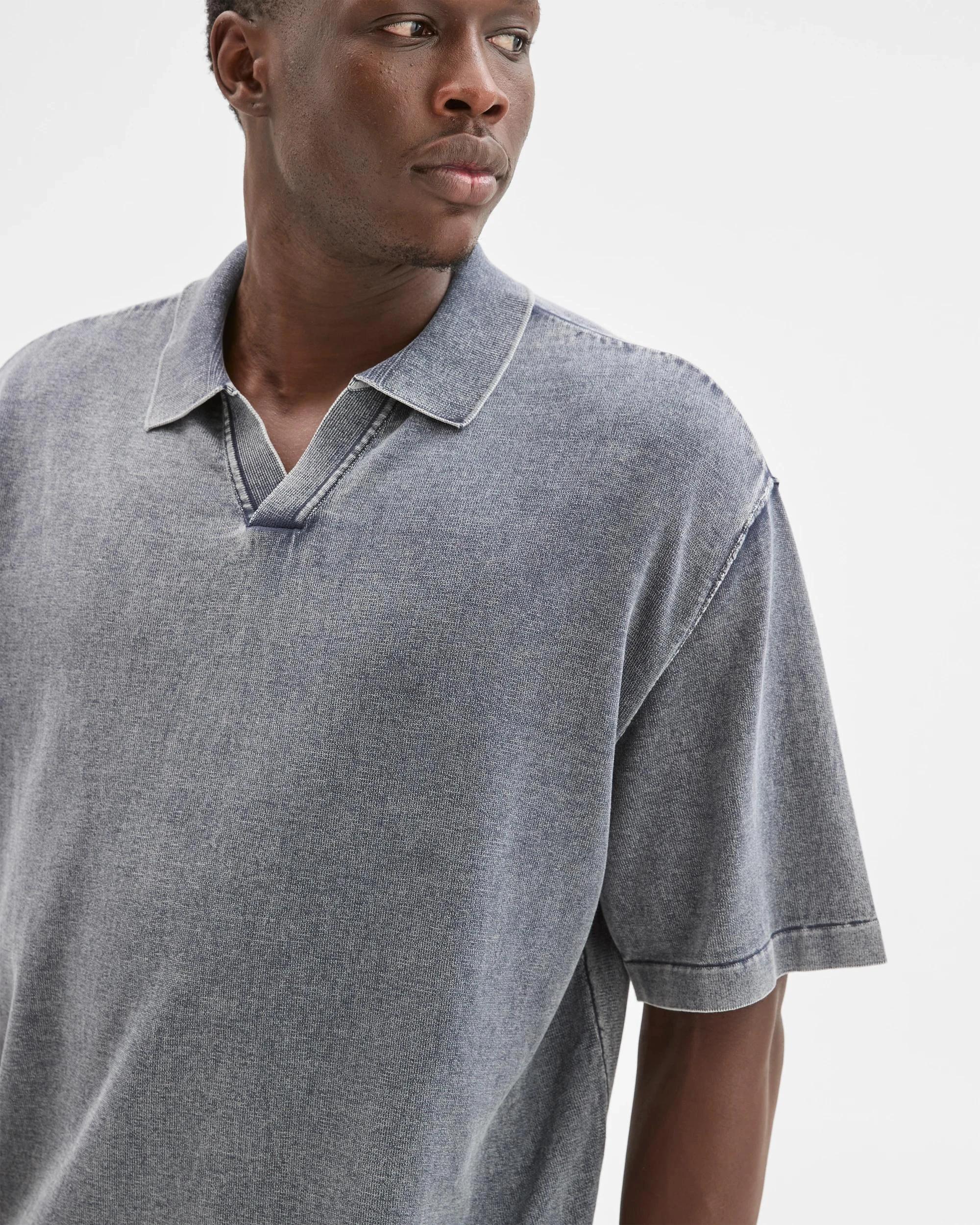 5 Commons Australian Cotton Knit Polo Top BLUE STONE, 5 of 6