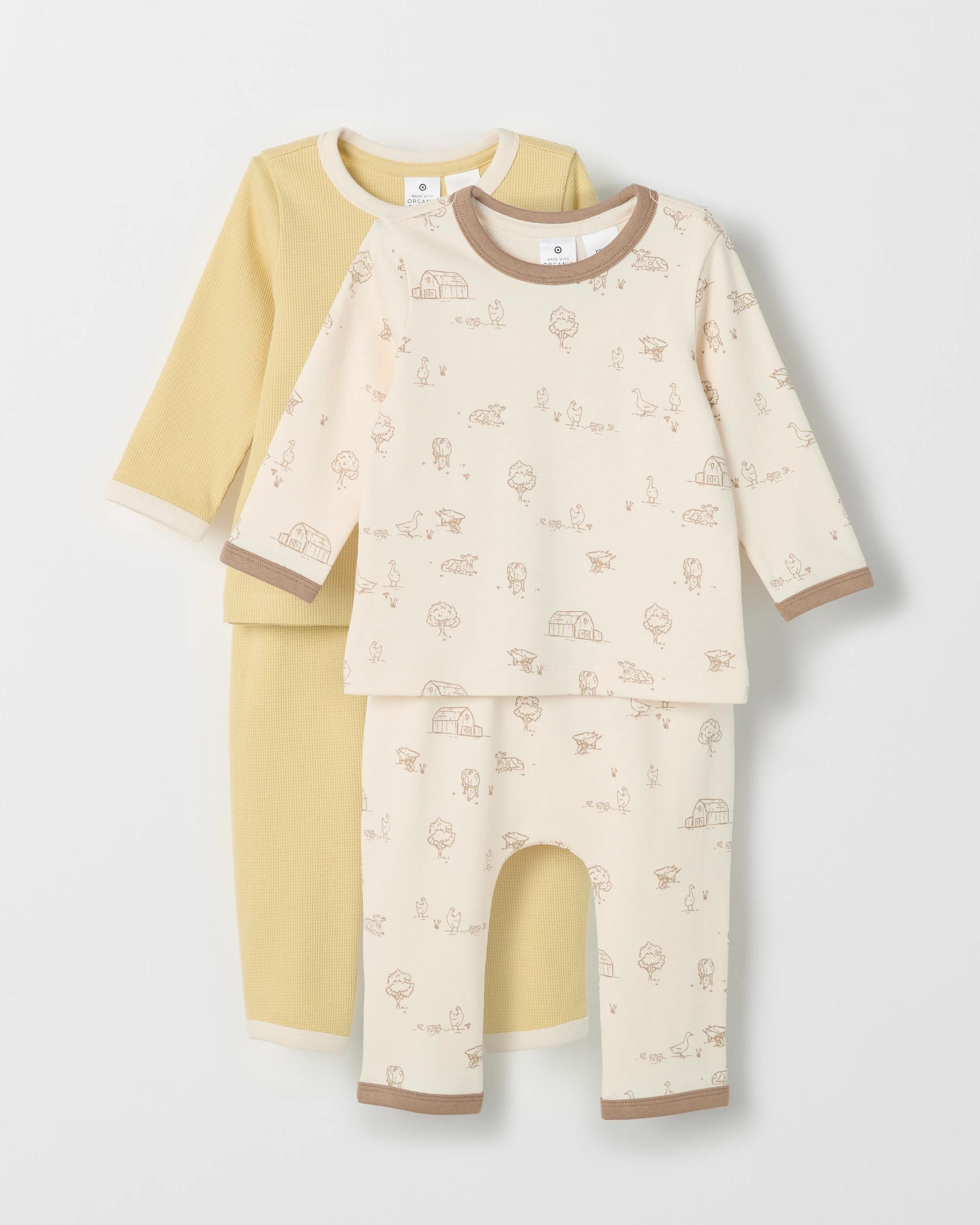 1 Target Baby Baby Organic Cotton 2 Pack Knit Pyjama Set FARM, 1 of 5