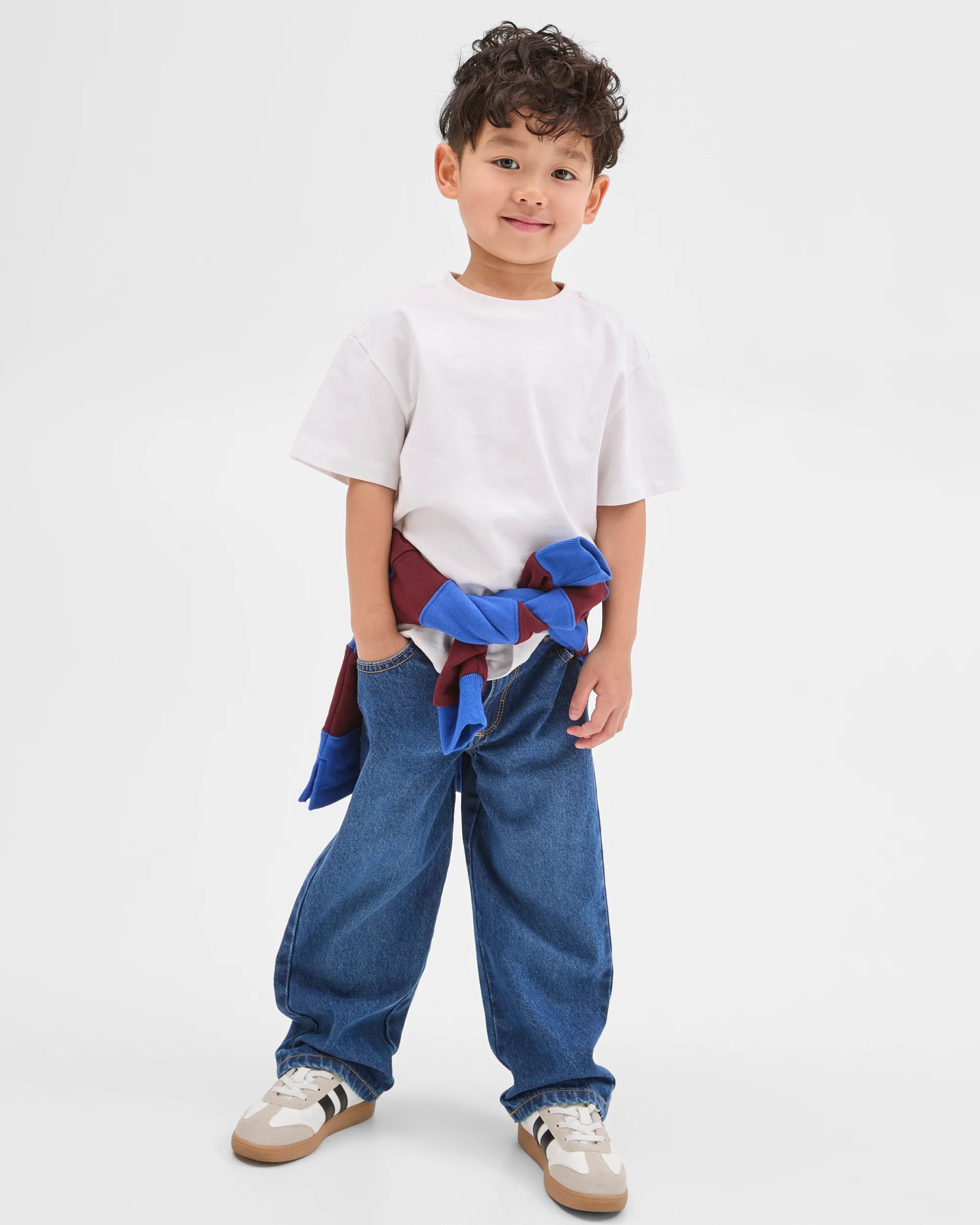 2 Target Kids Wide Leg Denim Jeans DARK WASH, 2 of 6