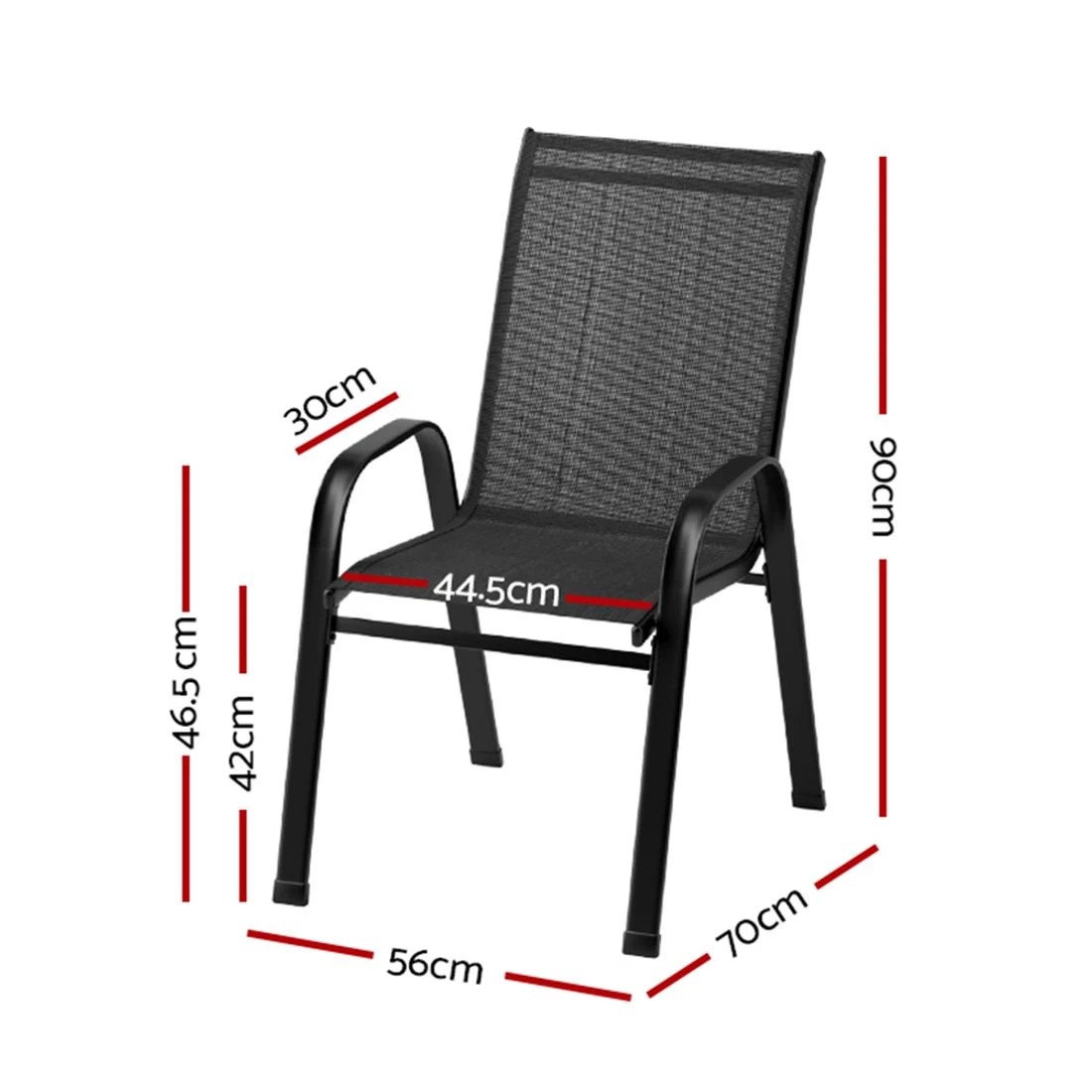 2 Gardeon 4pc Outdoor Dining Chairs Stackable Lounge Chair Patio Furniture
 - Black, 2 of 6
