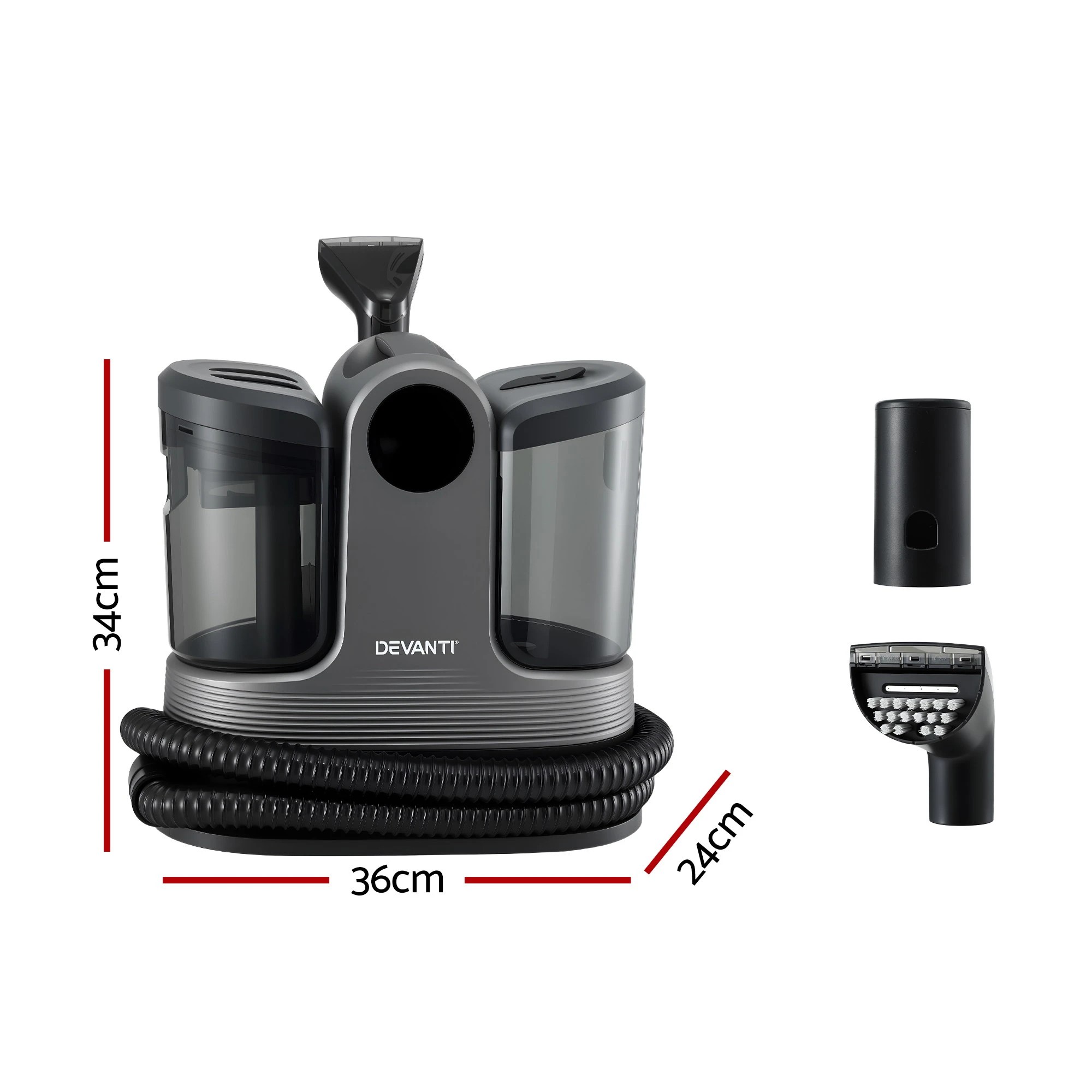 1 Devanti Carpet Washer Handheld Vacuum Cleaner 1700W 11kpa Rapid Heating - Black, 1 of 1