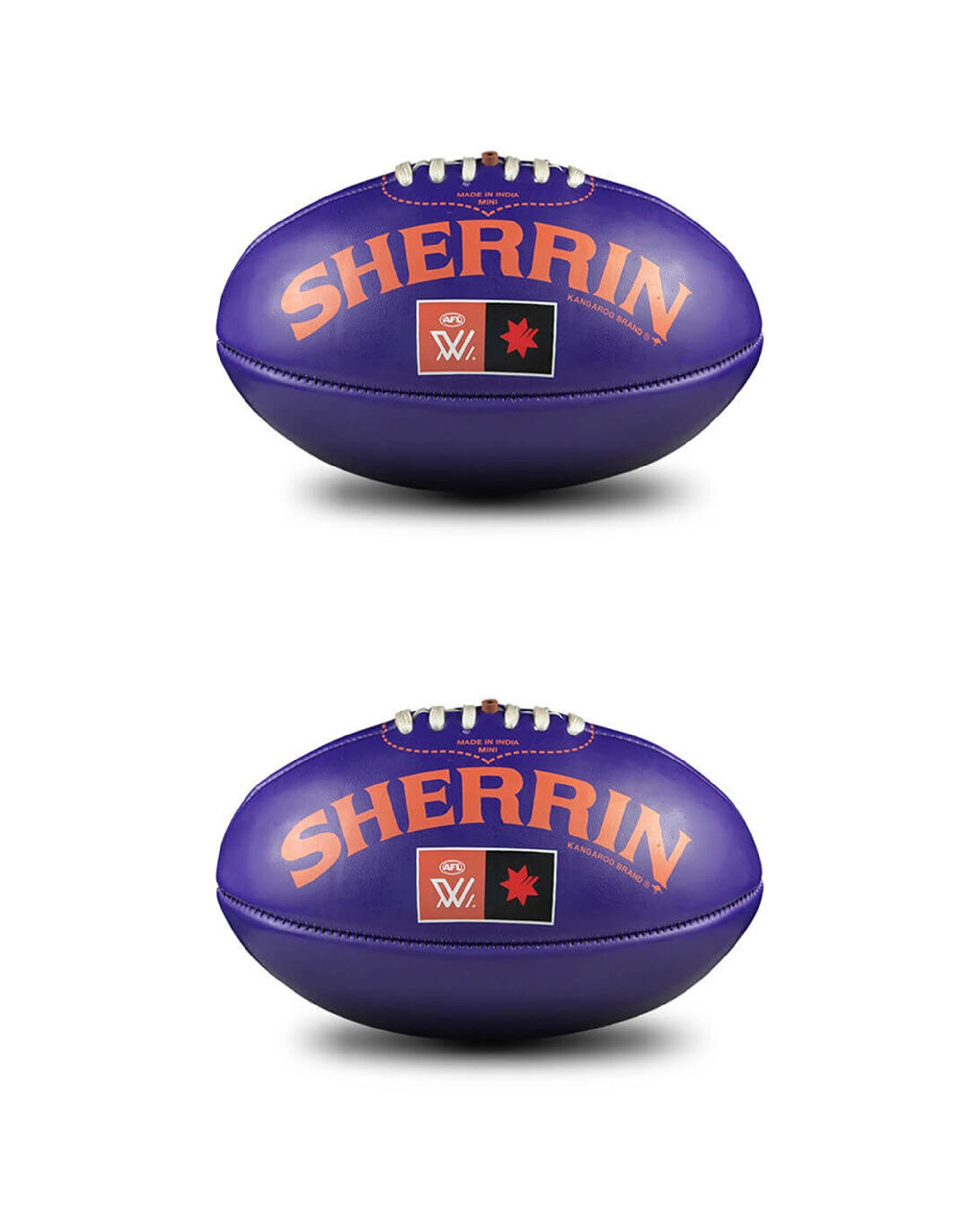 1 Sherrin PVC Mini AFLW Replica Football 20cm 2 Pack Recreational All Ages - Purple, 1 of 5