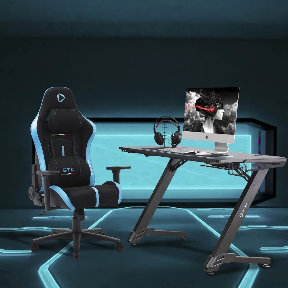 9 ONEX STC Alcantara Gaming Chair Black and Blue Ergonomic Chairs and Desk Chairs, 9 of 10