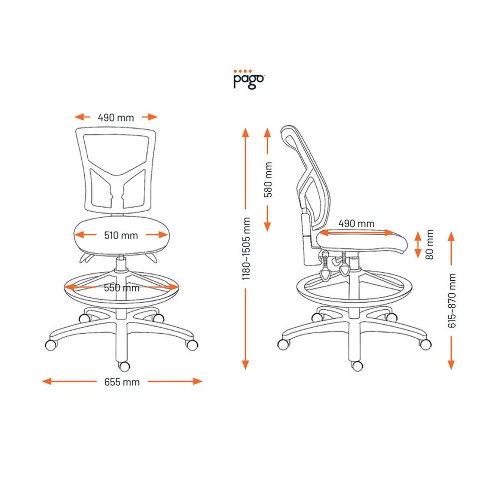 5 Pago Matrix Mesh II Ergonomic Drafting Chair Black Drafting Chairs, 5 of 5