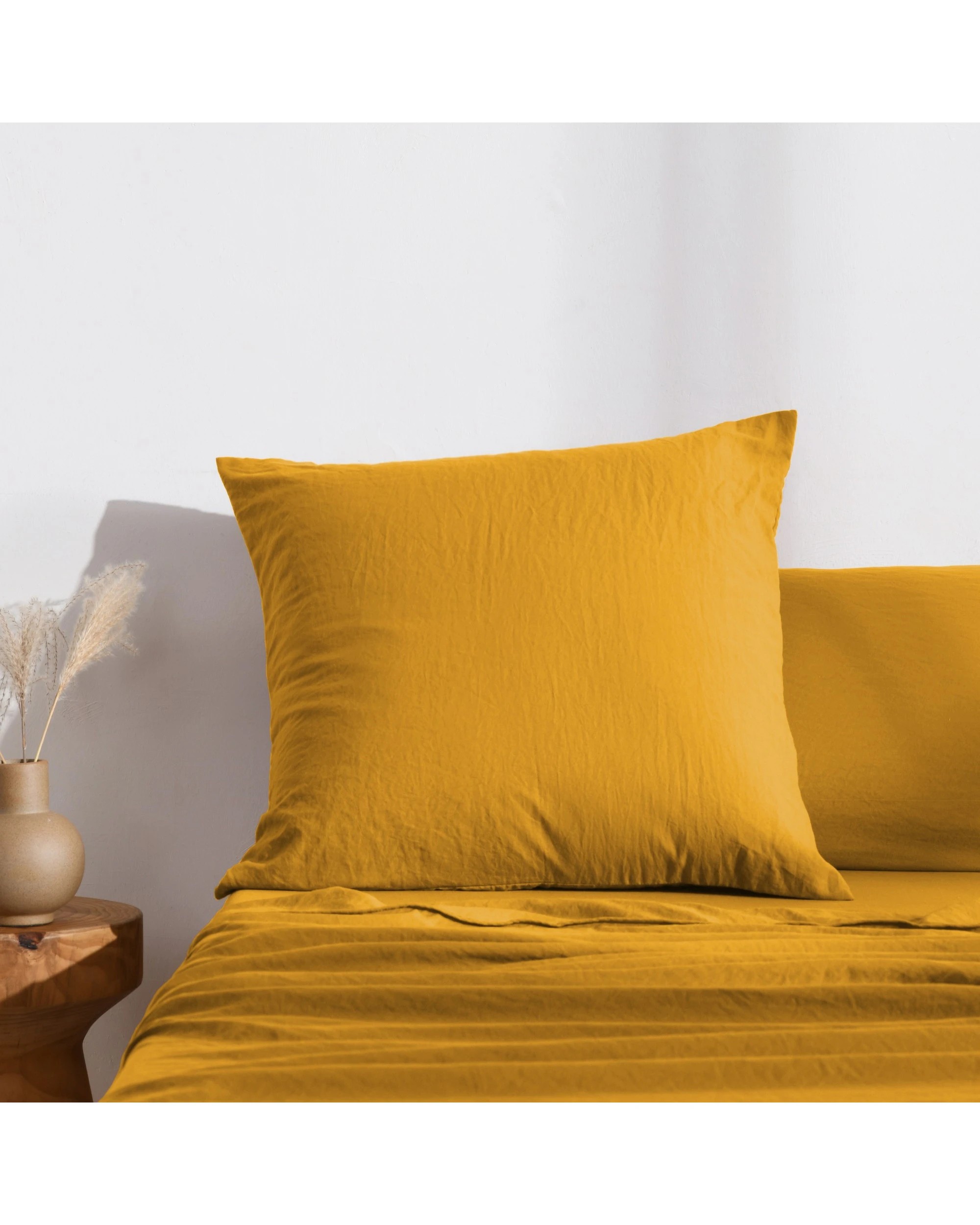 1 Dreamaker Superfine Washed Microfibre European Pillowcase - Mustard, 1 of 3