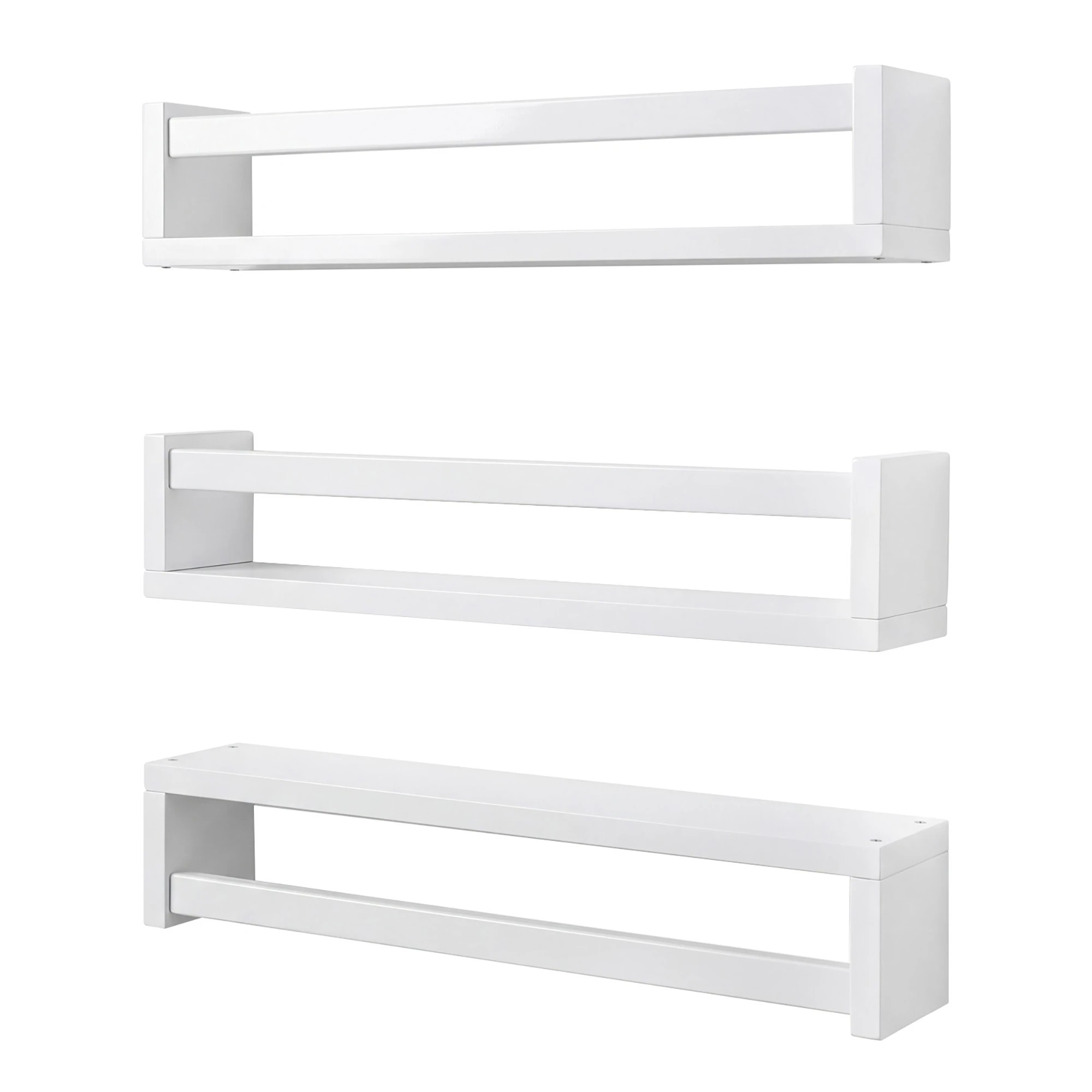1 Levede Floating Book Shelves For Wall Set Of 3 Pine Wood - White, 1 of 5