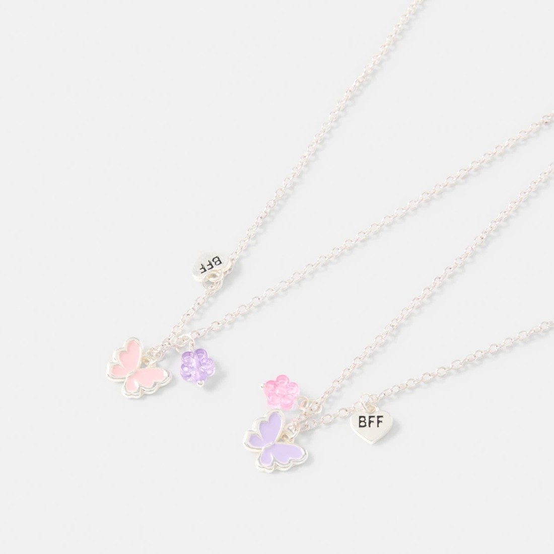 2 2 Pack BFF Butterfly Necklace - Silver Tone, 2 of 3