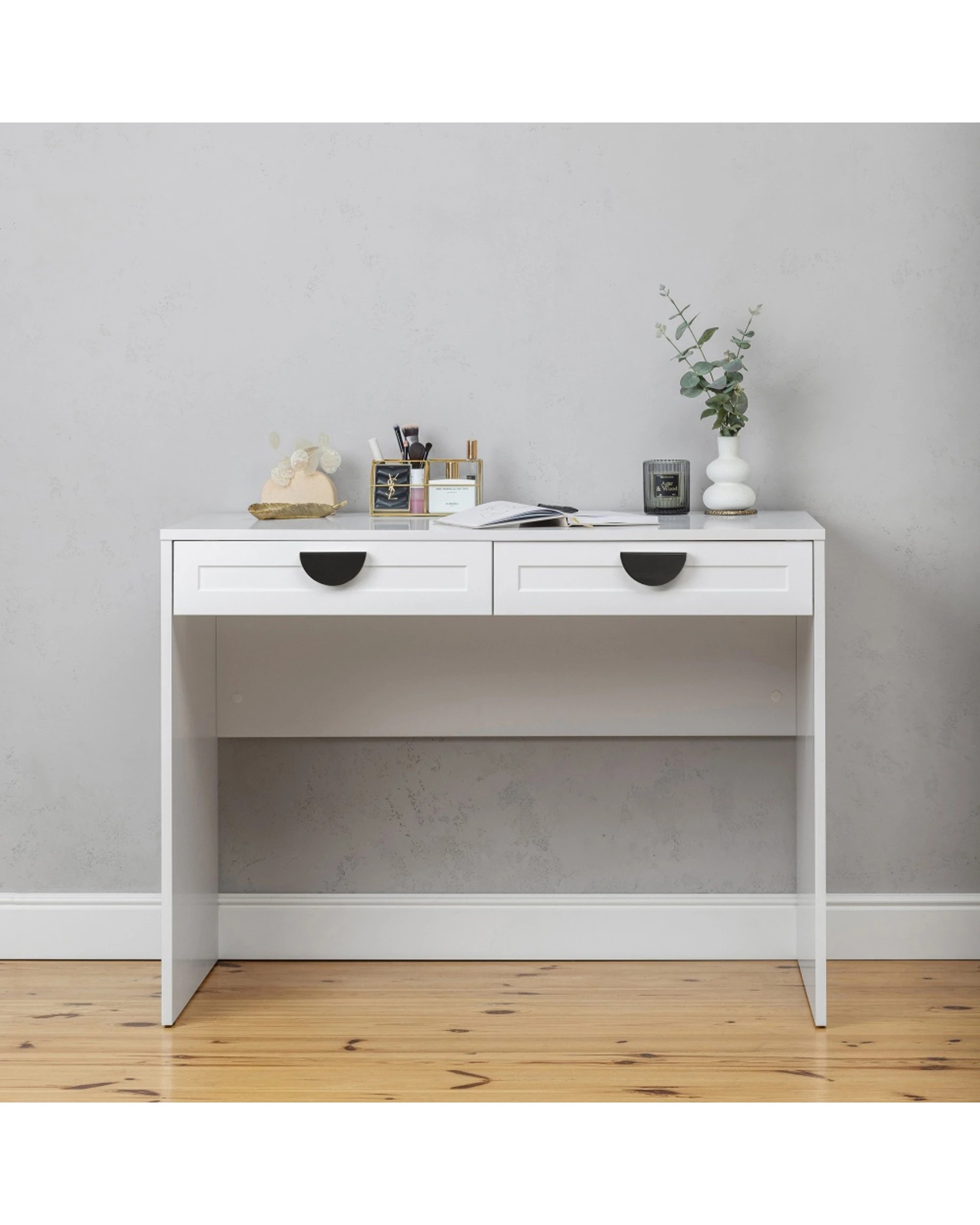 2 European Cabinetry Odessa Hamptons Front Furniture Desk Half Moon Handle - White, 2 of 2