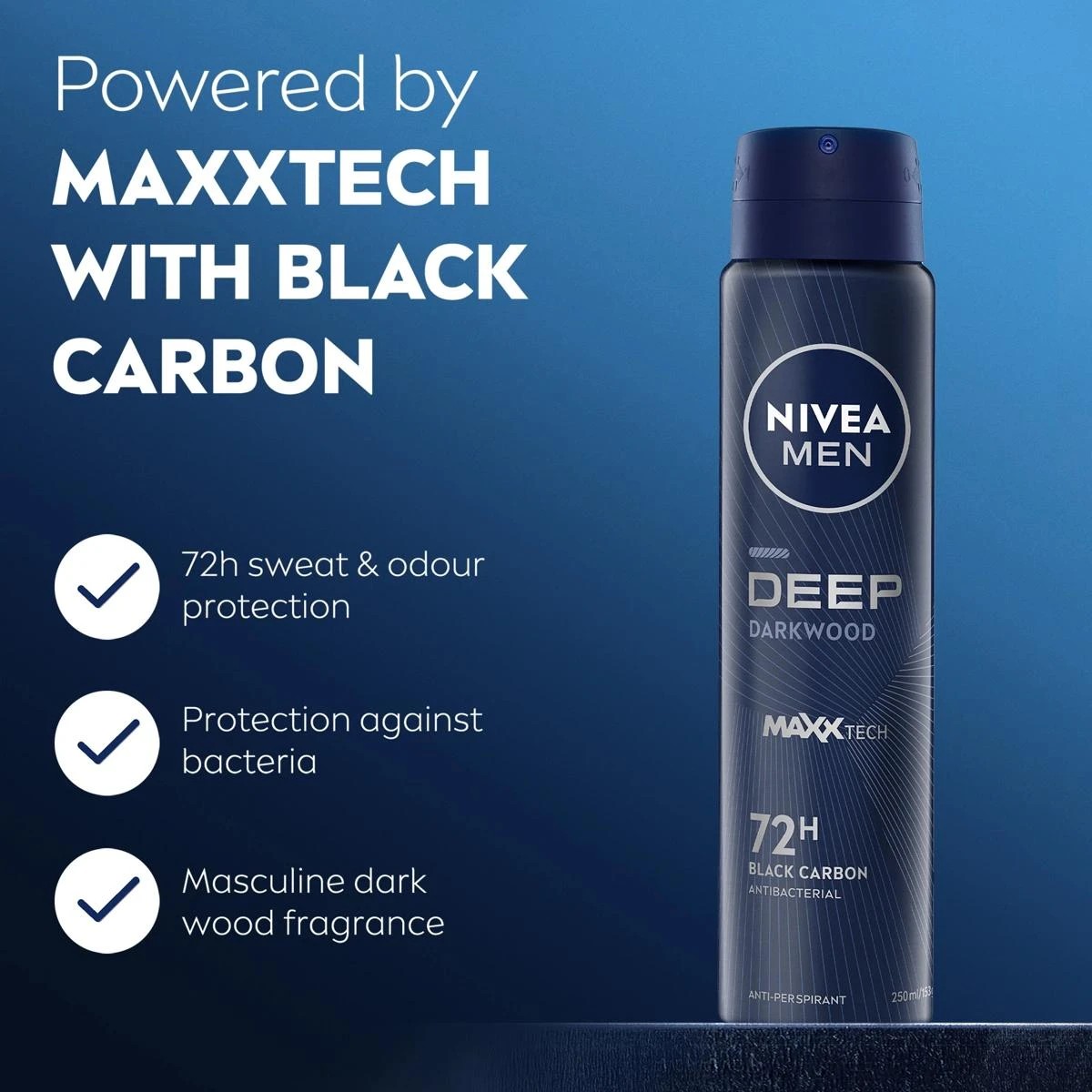 3 Nivea Men Deep Darkwood Anti-Perspirant Aerosol Deodorant 250ml, 3 of 8