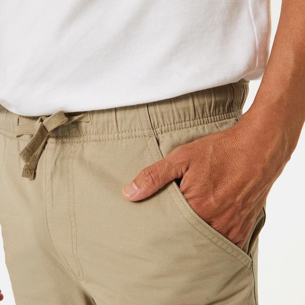 4 Elastic Waist Cargo Pants Khaki Beig, 4 of 5