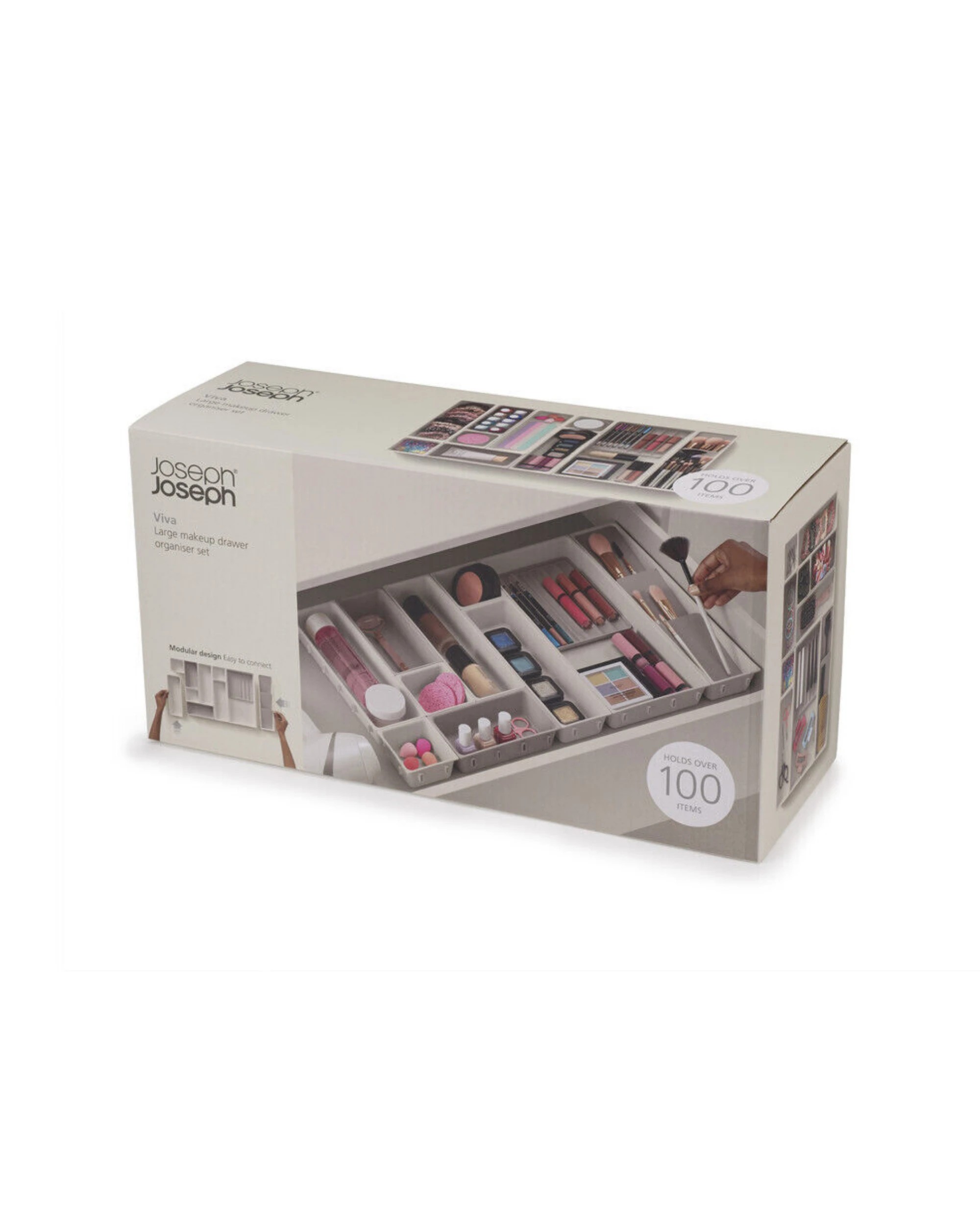 4 Joseph Joseph Viva 12 Piece Makeup Organiser Set - Shell - Beige, 4 of 4