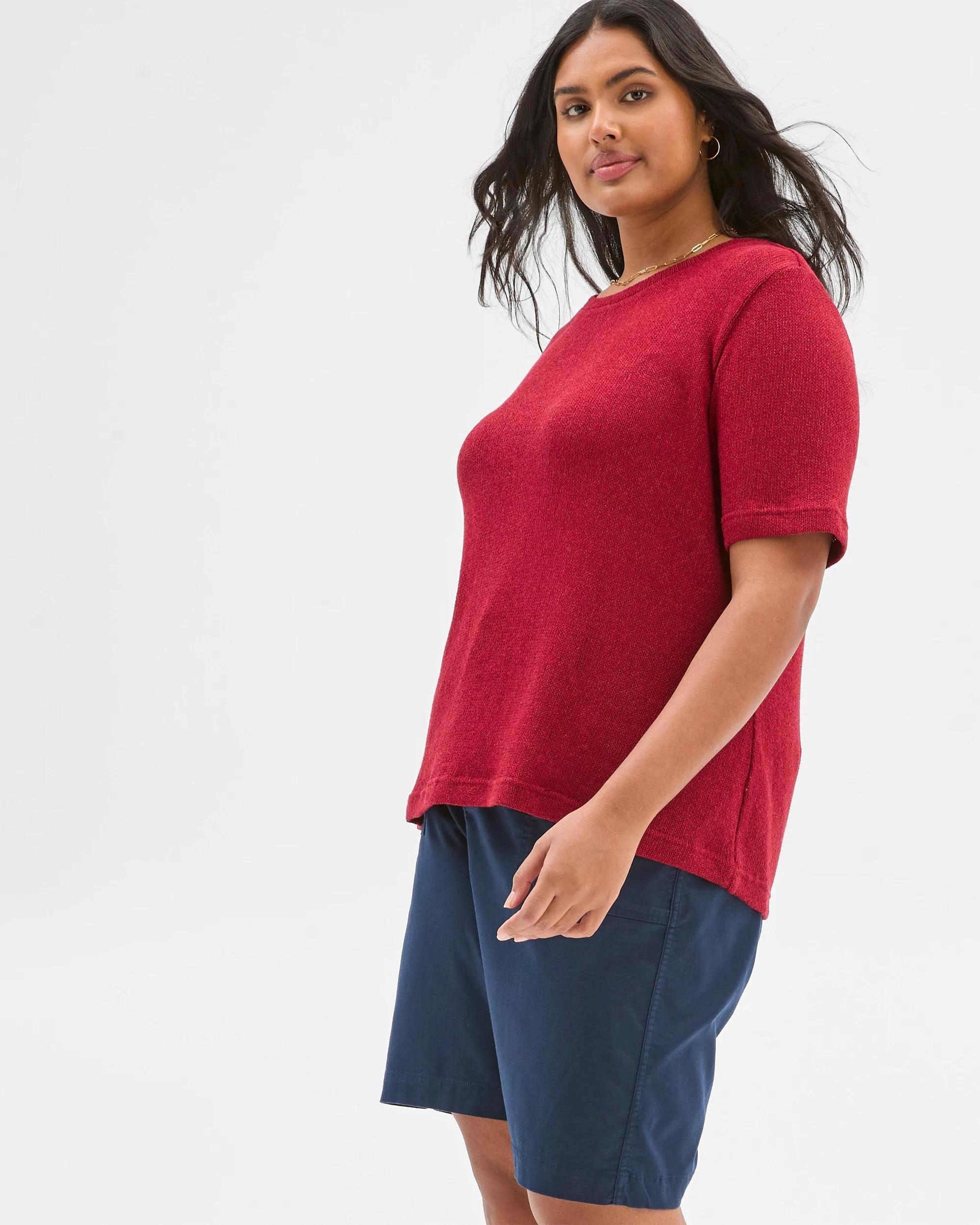 3 Target Plus Size Australian Cotton Blend Textured T-shirt RHUBARB MARLE, 3 of 5