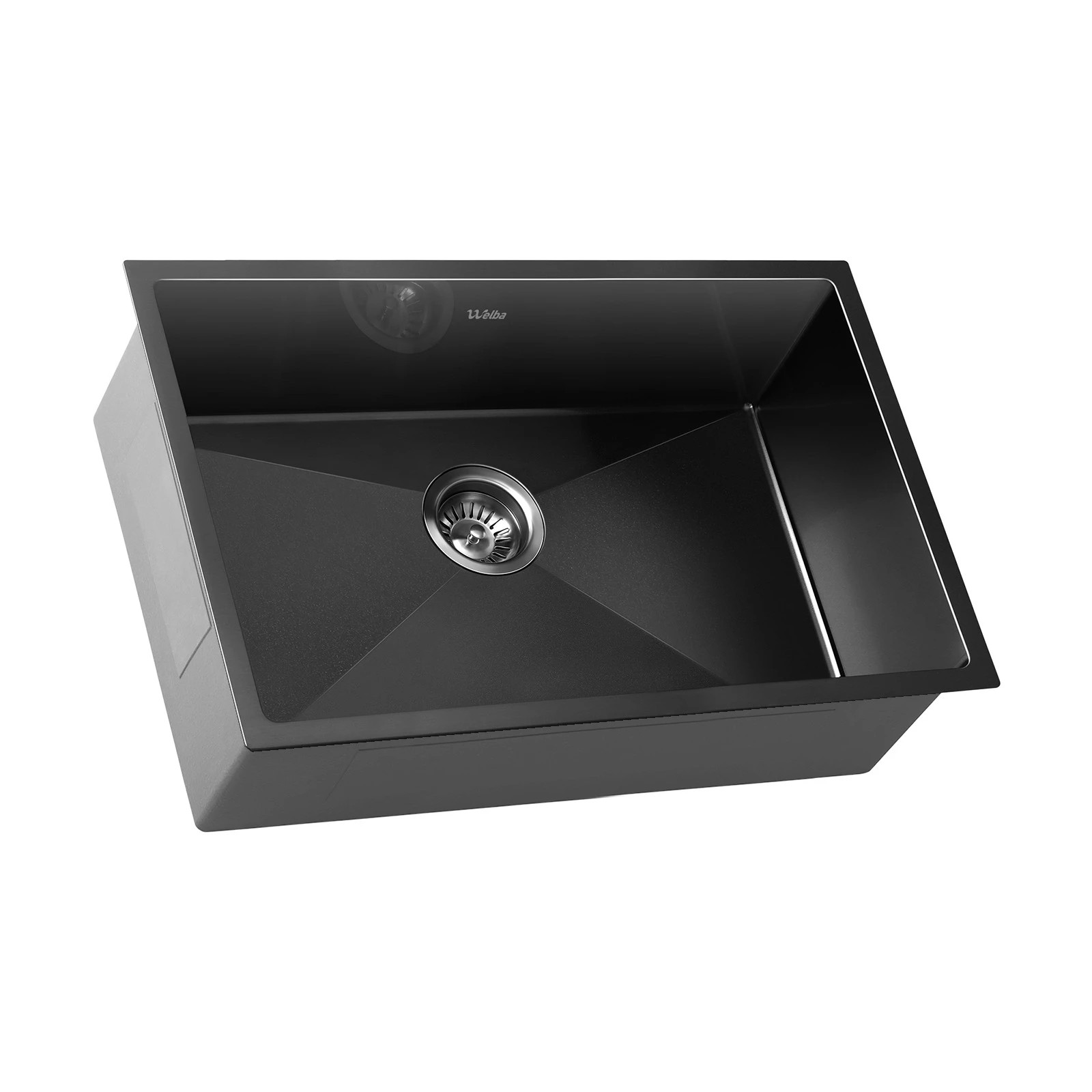 3 Welba Kitchen Sink 70X45CM Stainless Steel Single Bowl Basin With Waste - Black, 3 of 4