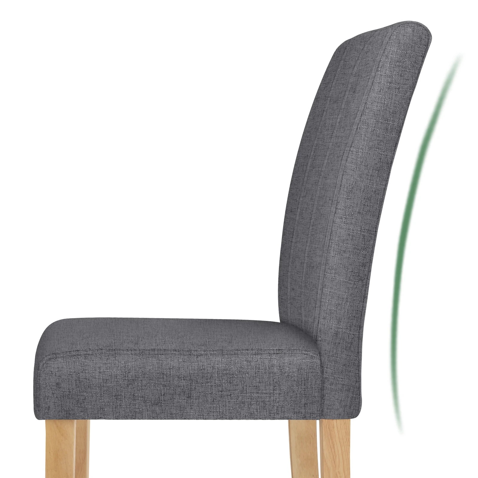 6 Alfordson 4x Dining Chair Cafe Kitchen Lounge Padded High-Back Wood Fabric - Grey, 6 of 10