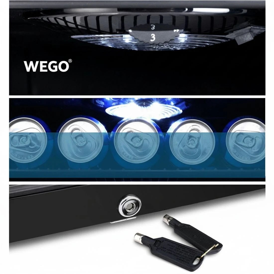 6 Devanti 98L Bar Fridge Glass Door w/Light - Black, 6 of 8